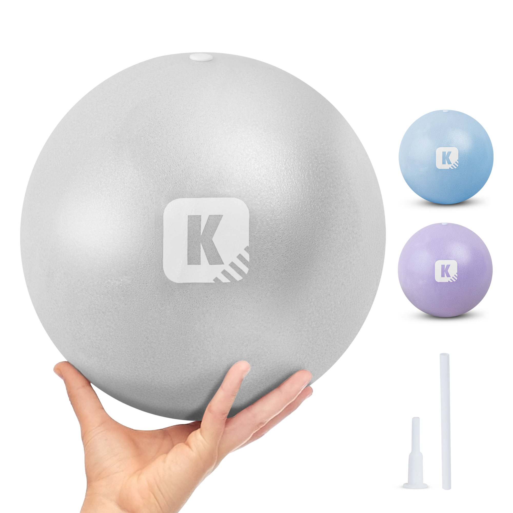 KAYMAN Pilates Ball 25cm - Anti-Burst Yoga Ball for Core Strength, Fitness, Balance, and Physical Therapy - Lightweight & Portable Exercise Ball for Home, Gym, or Travel
