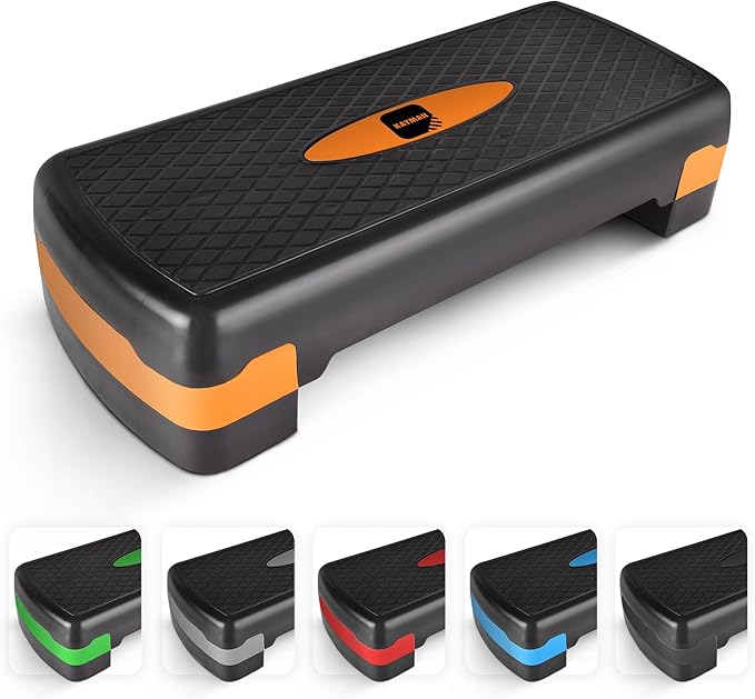 KAYMAN Exercise Stepper – Adjustable Fitness Step Platform for Home & Gym Workouts | Ideal for Aerobics, Cardio, Weights, Yoga | 2 Level Heights