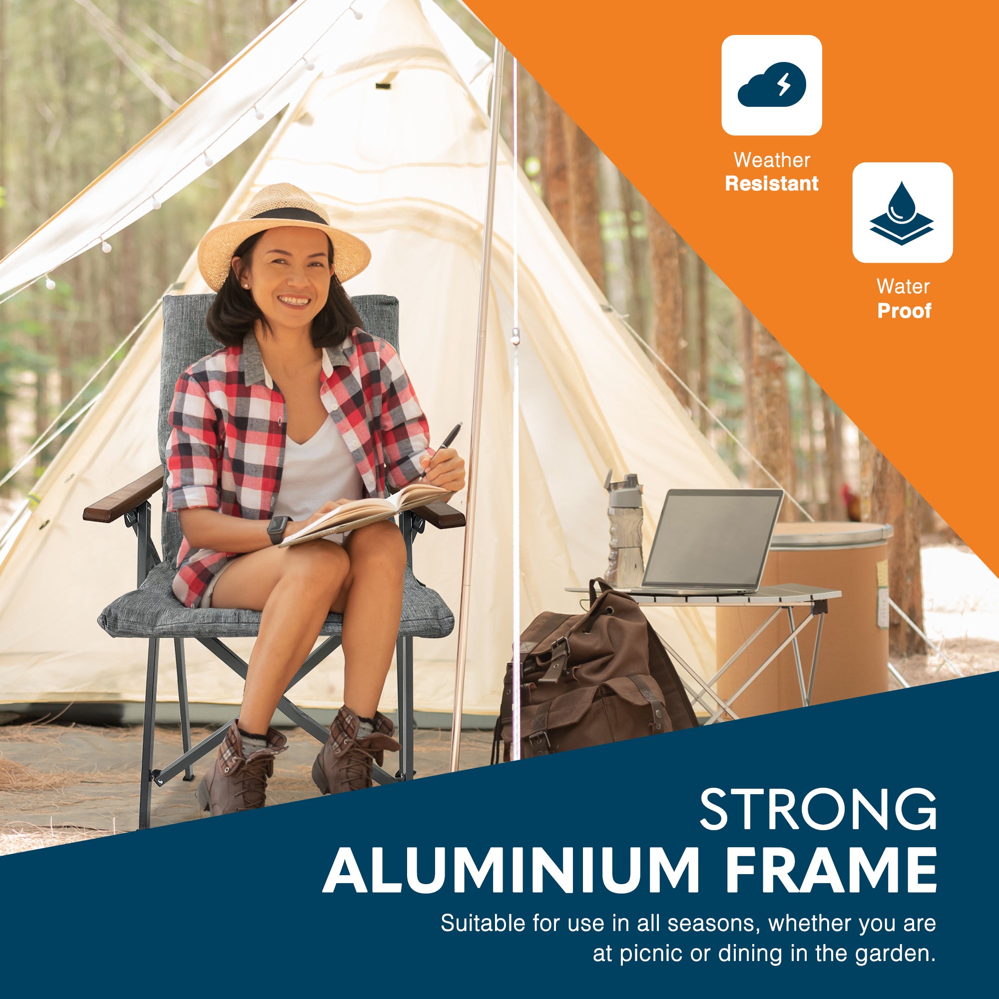 Voyager Luxury Camping Chair – 150kg Load Capacity, Portable &Comfortable –Stable Folding Chair with Innovative Design, Easy Setup & Storage –Durable, for Outdoor & Travel