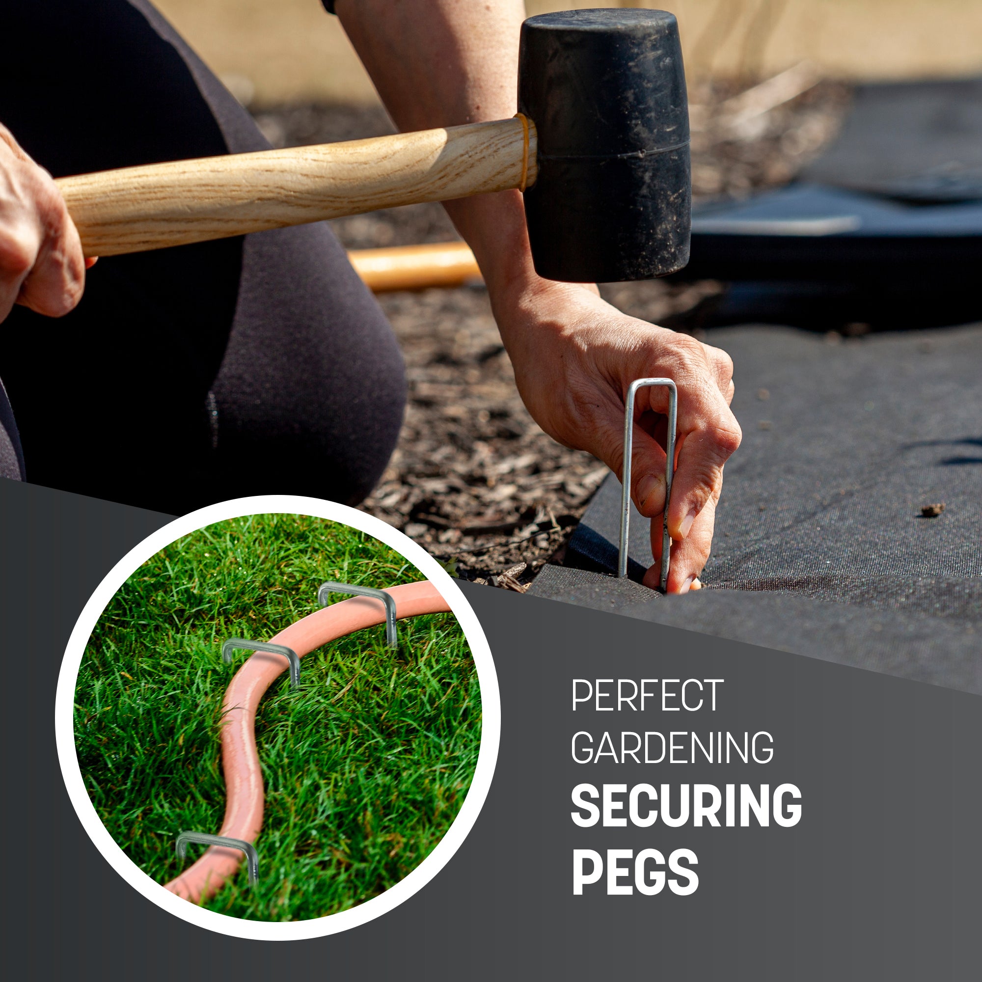 KEPLIN Garden Pegs Stakes Staples Securing Lawn, Perfect for Weed Control Membrane, Fabric, Artificial Grass, Matting & Netting - Galvanised U Shaped Nail Pins - 150mm
