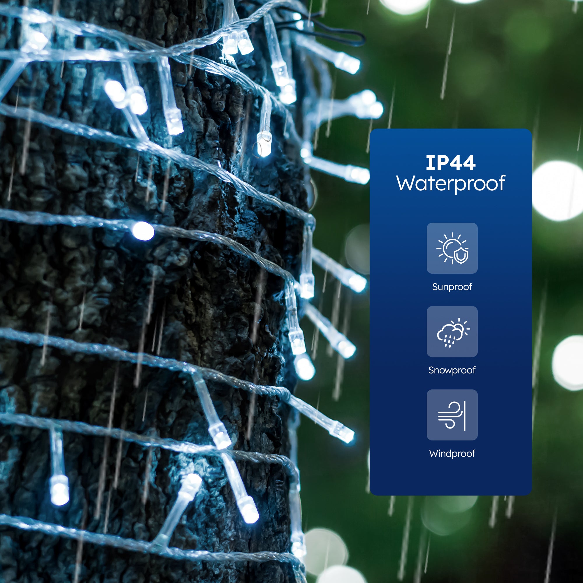 Desiretech Outdoor & Garden Lights, LED Outdoor Waterproof Plug-in String Lights, Remote Control, 8 Modes, Timer, Dimmable Cool/Warm Lights