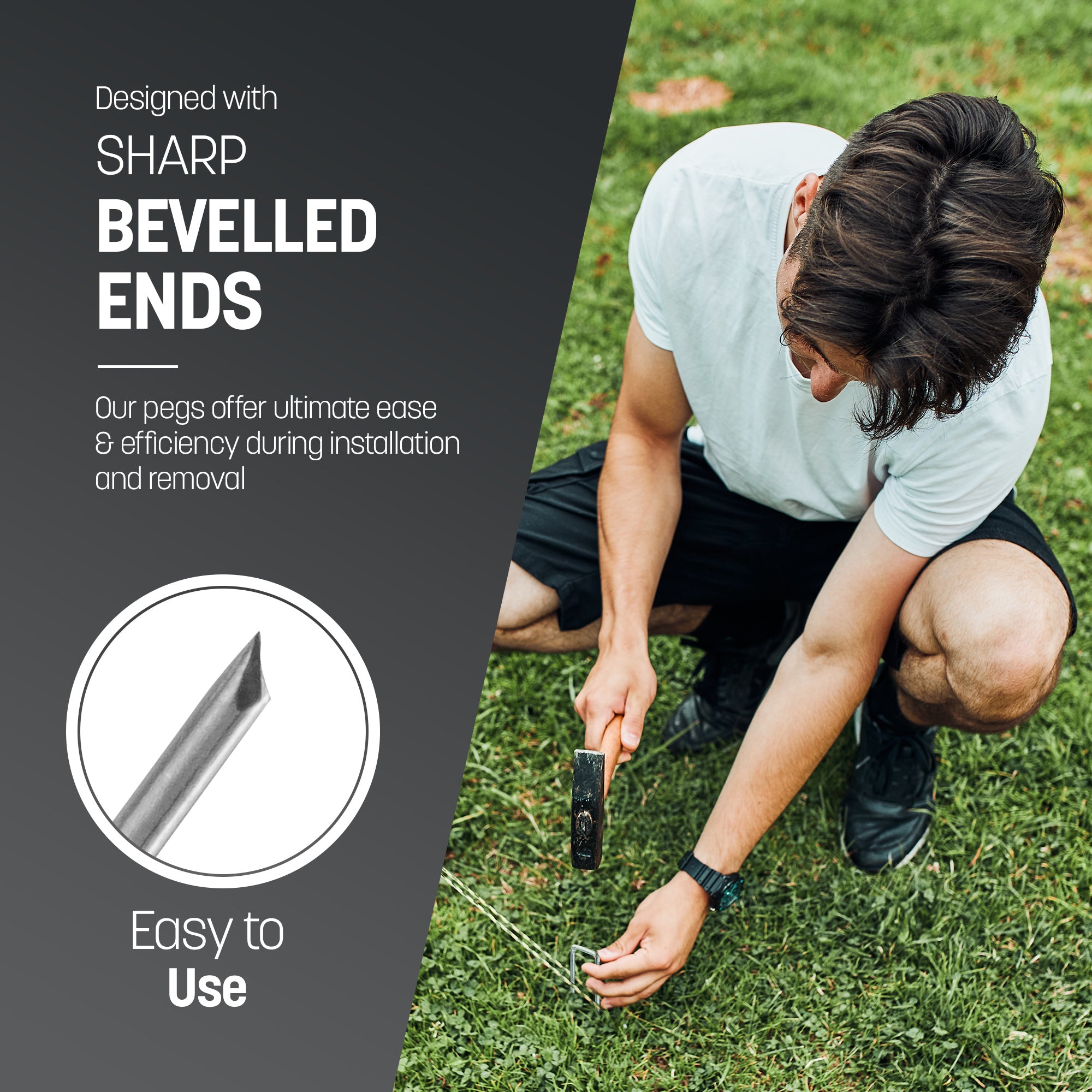 KEPLIN Garden Pegs Stakes Staples Securing Lawn, Perfect for Weed Control Membrane, Fabric, Artificial Grass, Matting & Netting - Galvanised U Shaped Nail Pins - 150mm