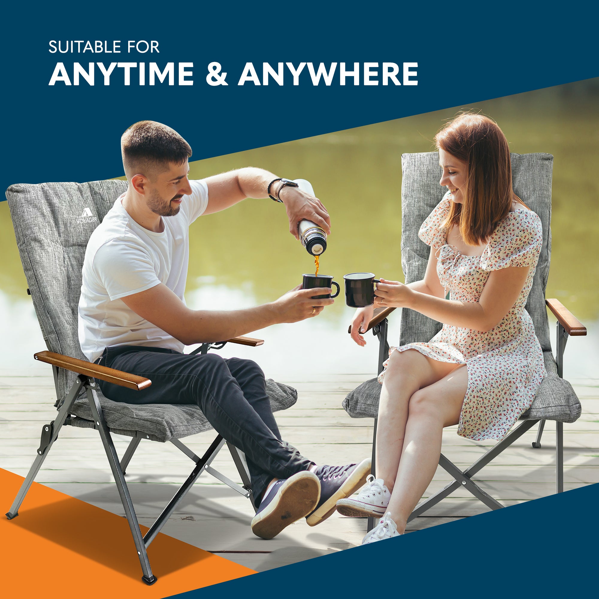 Voyager Luxury Camping Chair – 150kg Load Capacity, Portable &Comfortable –Stable Folding Chair with Innovative Design, Easy Setup & Storage –Durable, for Outdoor & Travel