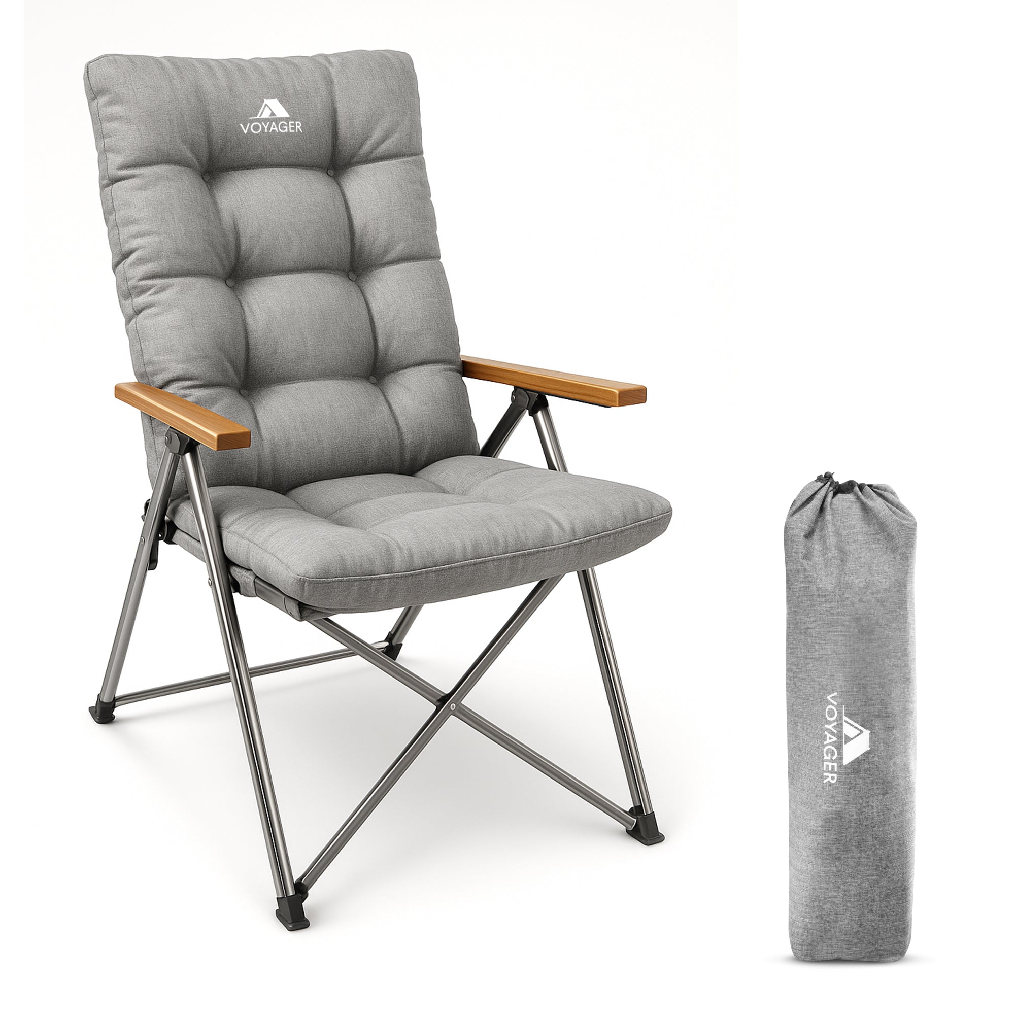 Voyager Luxury Camping Chair – 150kg Load Capacity, Portable &Comfortable –Stable Folding Chair with Innovative Design, Easy Setup & Storage –Durable, for Outdoor & Travel