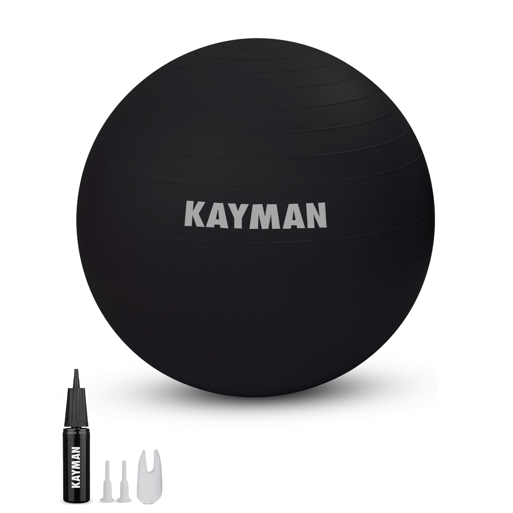 KAYMAN Exercise Ball - Anti-Burst System, Non-Slip Rings, Durable Material, Easy to Inflate, Ideal for Yoga, Pilates, Fitness, Balance Training, Gym, and Home Workouts