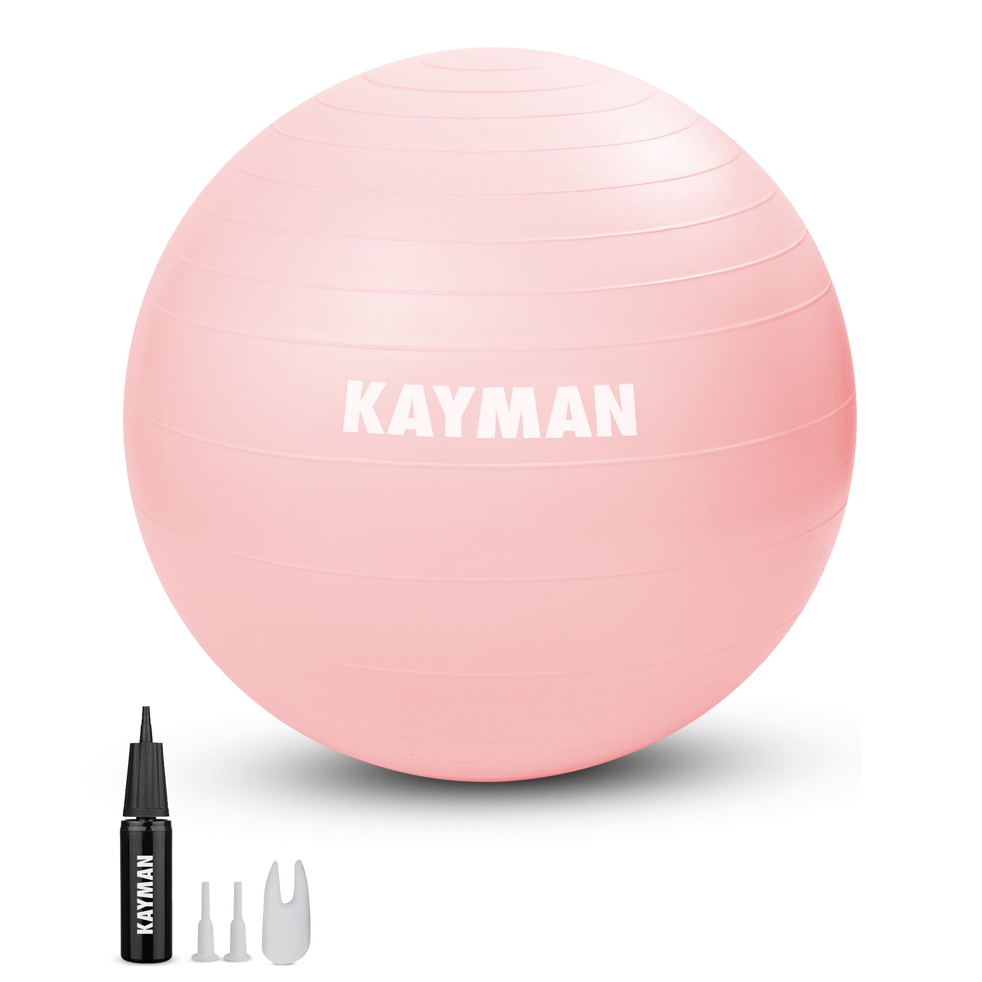KAYMAN Exercise Ball - Anti-Burst System, Non-Slip Rings, Durable Material, Easy to Inflate, Ideal for Yoga, Pilates, Fitness, Balance Training, Gym, and Home Workouts
