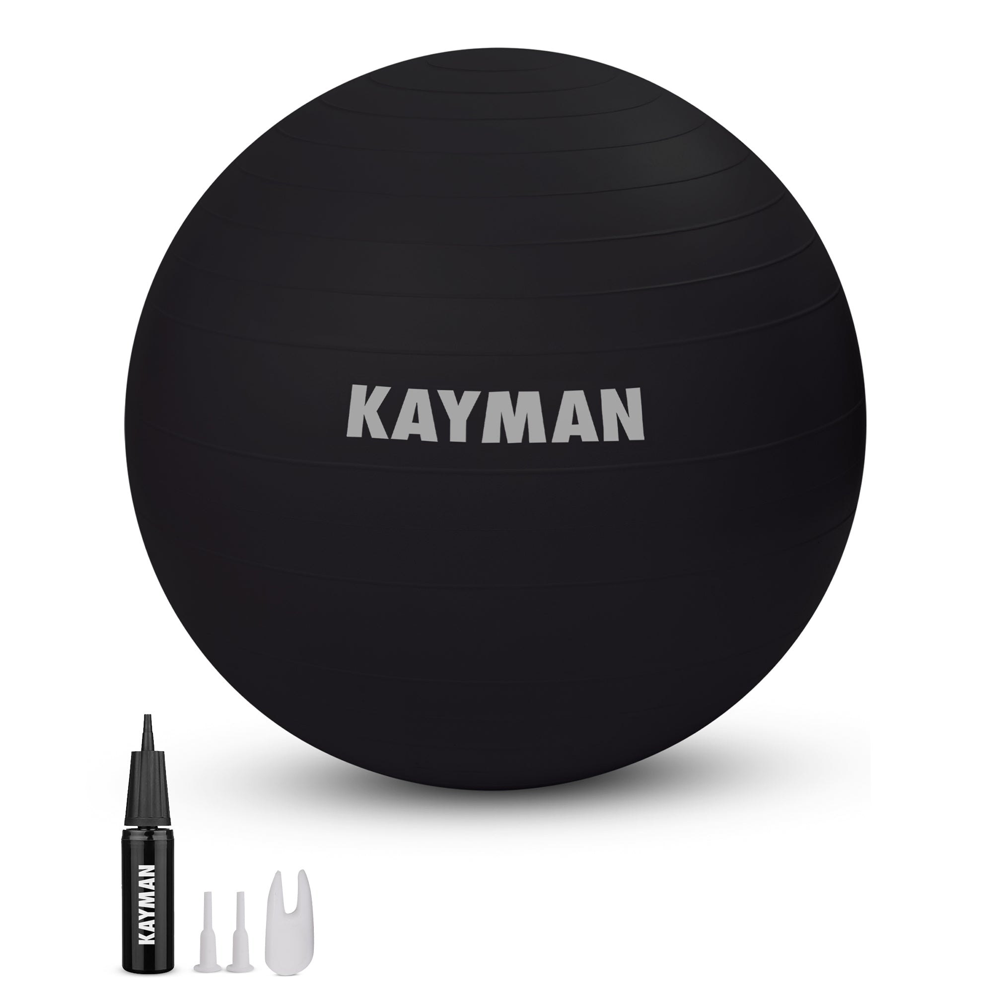 KAYMAN Exercise Ball - Anti-Burst System, Non-Slip Rings, Durable Material, Easy to Inflate, Ideal for Yoga, Pilates, Fitness, Balance Training, Gym, and Home Workouts
