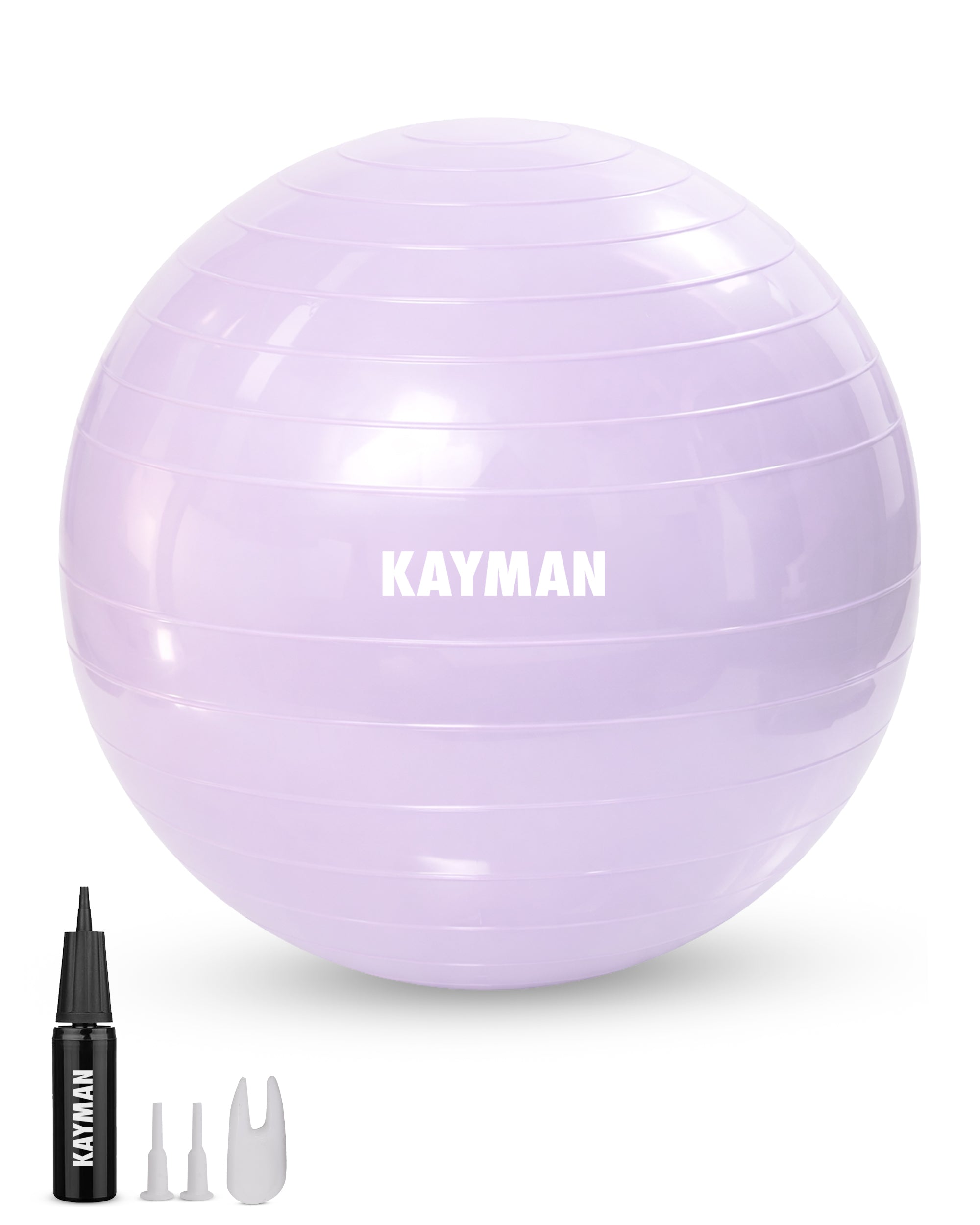 KAYMAN Exercise Ball - Anti-Burst System, Non-Slip Rings, Durable Material, Easy to Inflate, Ideal for Yoga, Pilates, Fitness, Balance Training, Gym, and Home Workouts