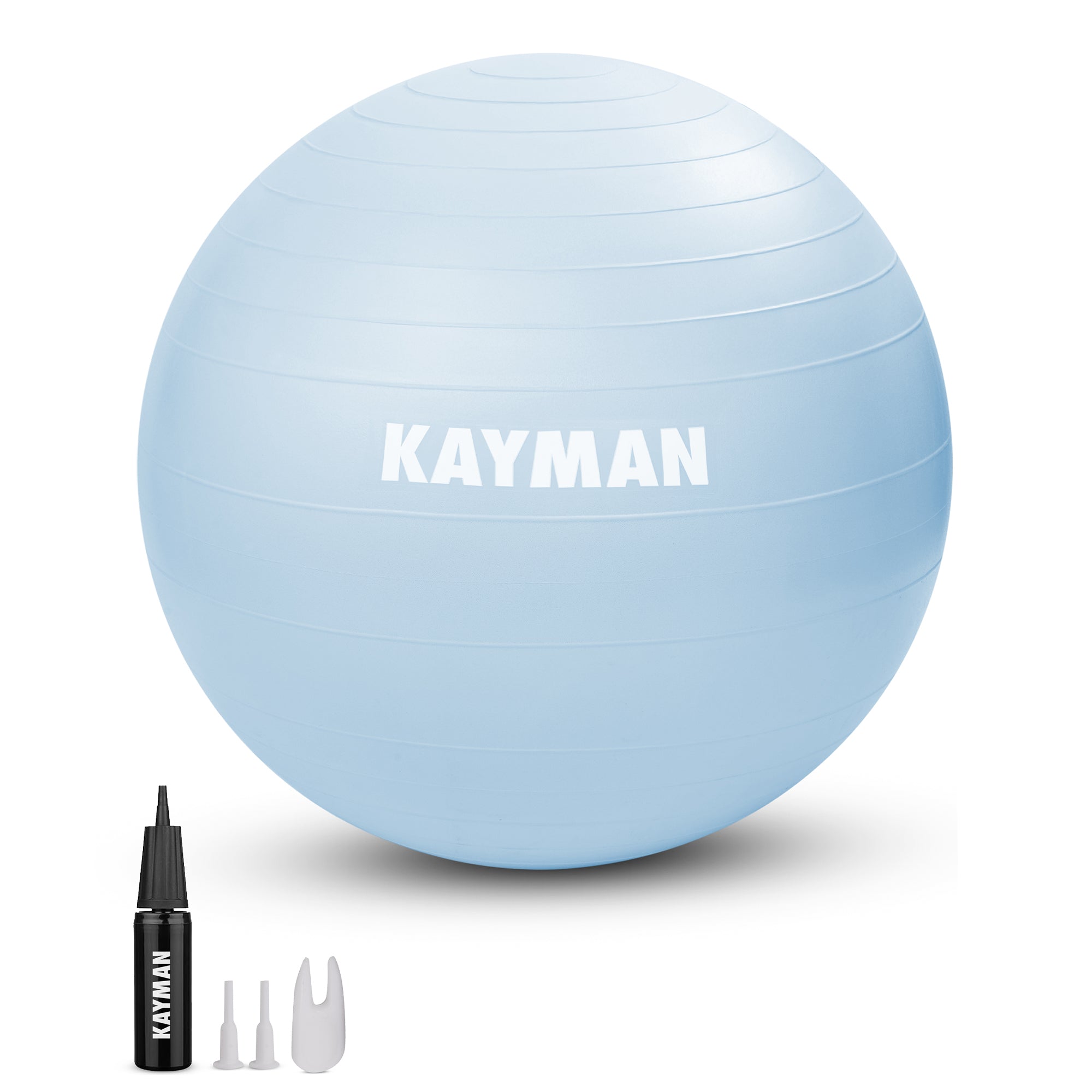KAYMAN Exercise Ball - Anti-Burst System, Non-Slip Rings, Durable Material, Easy to Inflate, Ideal for Yoga, Pilates, Fitness, Balance Training, Gym, and Home Workouts