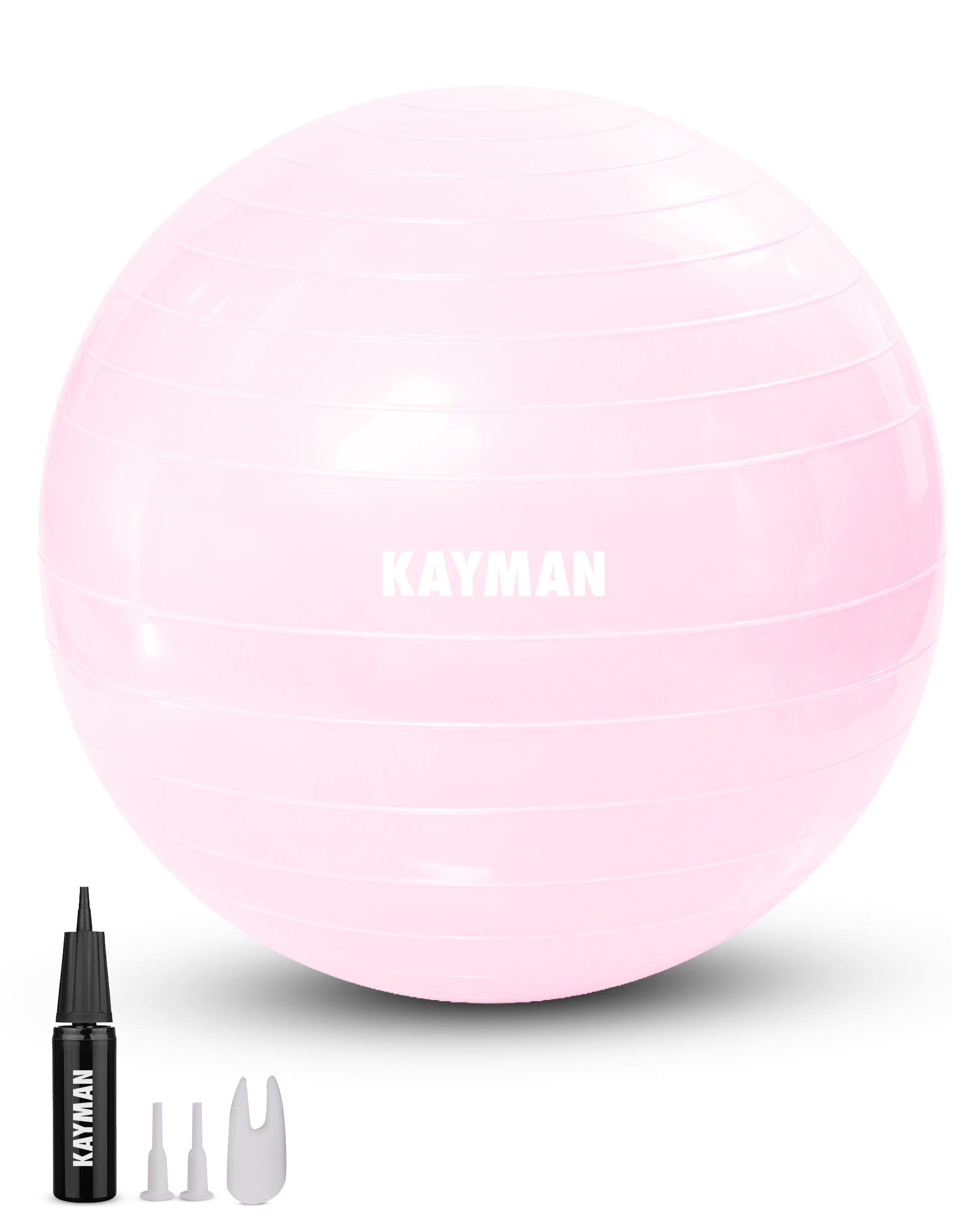 KAYMAN Exercise Ball - Anti-Burst System, Non-Slip Rings, Durable Material, Easy to Inflate, Ideal for Yoga, Pilates, Fitness, Balance Training, Gym, and Home Workouts