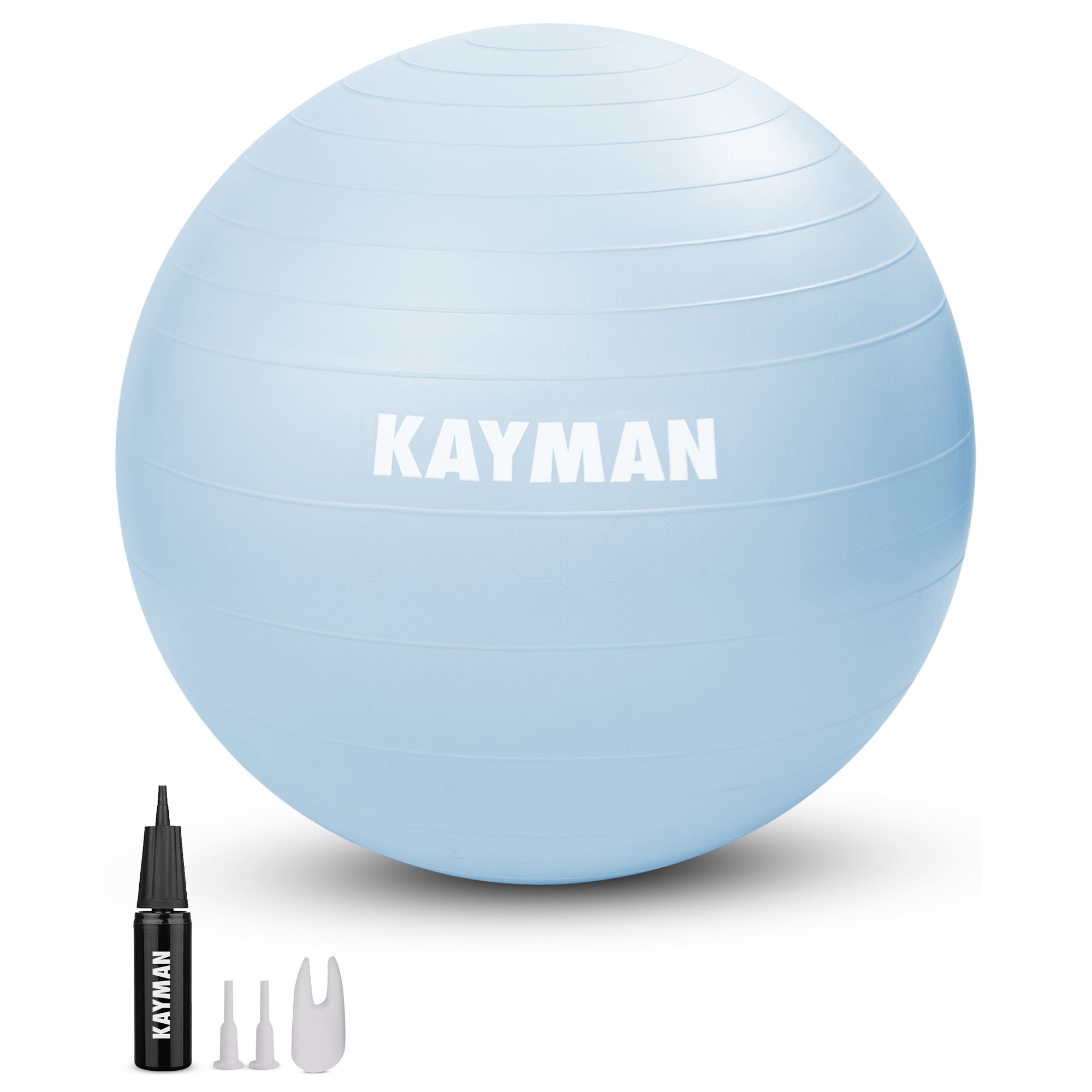 KAYMAN Exercise Ball - Anti-Burst System, Non-Slip Rings, Durable Material, Easy to Inflate, Ideal for Yoga, Pilates, Fitness, Balance Training, Gym, and Home Workouts