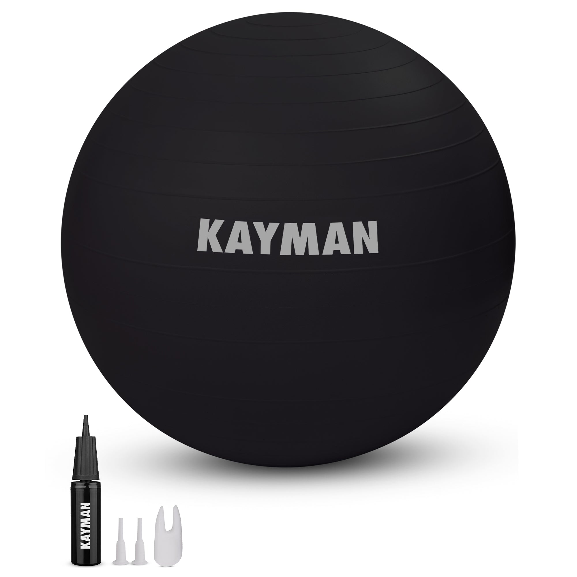 KAYMAN Exercise Ball - Anti-Burst System, Non-Slip Rings, Durable Material, Easy to Inflate, Ideal for Yoga, Pilates, Fitness, Balance Training, Gym, and Home Workouts
