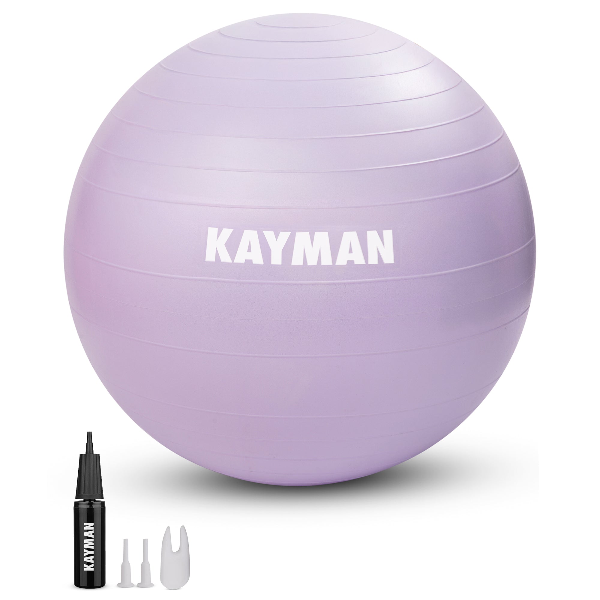KAYMAN Exercise Ball - Anti-Burst System, Non-Slip Rings, Durable Material, Easy to Inflate, Ideal for Yoga, Pilates, Fitness, Balance Training, Gym, and Home Workouts