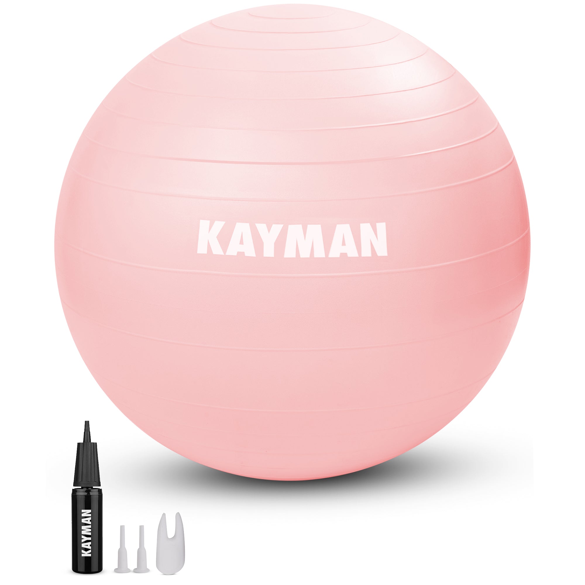 KAYMAN Exercise Ball - Anti-Burst System, Non-Slip Rings, Durable Material, Easy to Inflate, Ideal for Yoga, Pilates, Fitness, Balance Training, Gym, and Home Workouts