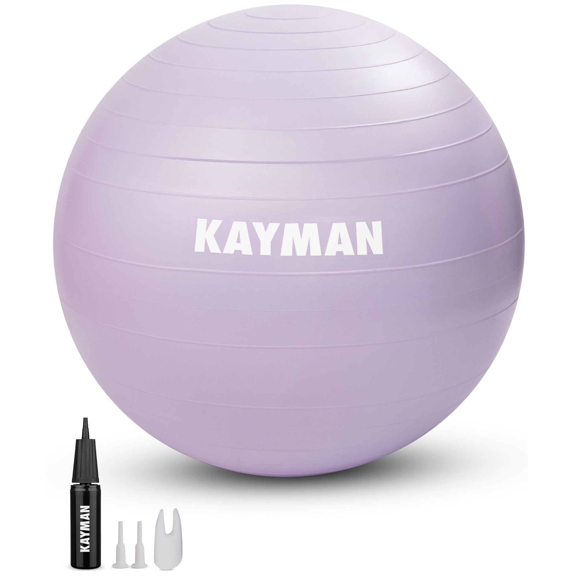 KAYMAN Exercise Ball - Anti-Burst System, Non-Slip Rings, Durable Material, Easy to Inflate, Ideal for Yoga, Pilates, Fitness, Balance Training, Gym, and Home Workouts
