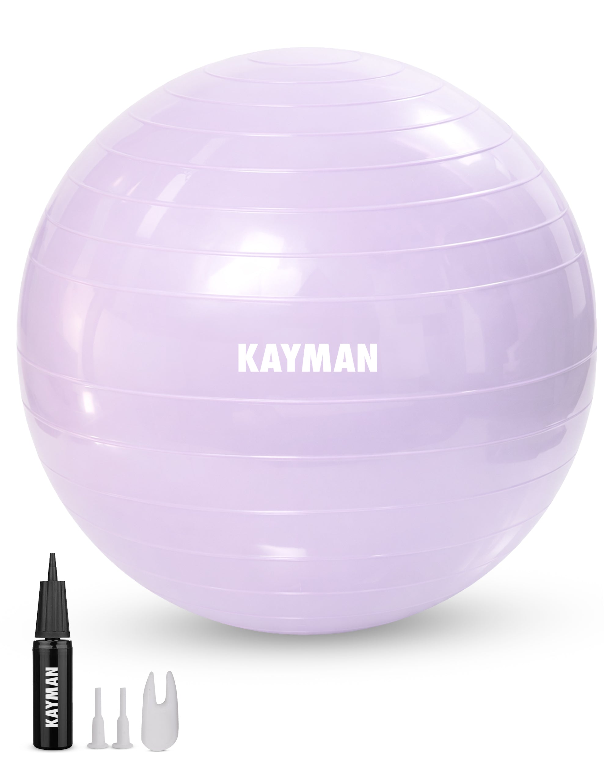 KAYMAN Exercise Ball - Anti-Burst System, Non-Slip Rings, Durable Material, Easy to Inflate, Ideal for Yoga, Pilates, Fitness, Balance Training, Gym, and Home Workouts