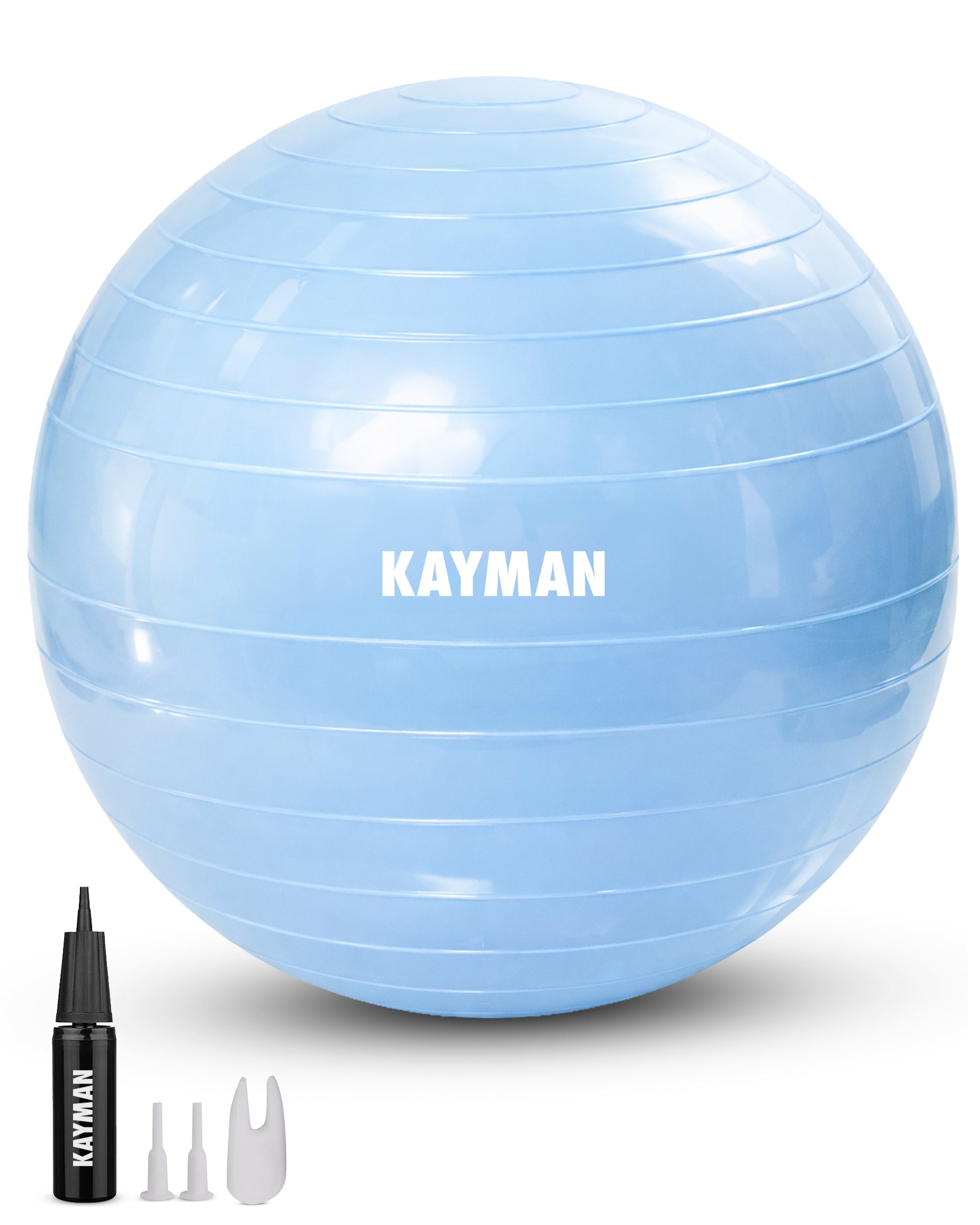 KAYMAN Exercise Ball - Anti-Burst System, Non-Slip Rings, Durable Material, Easy to Inflate, Ideal for Yoga, Pilates, Fitness, Balance Training, Gym, and Home Workouts
