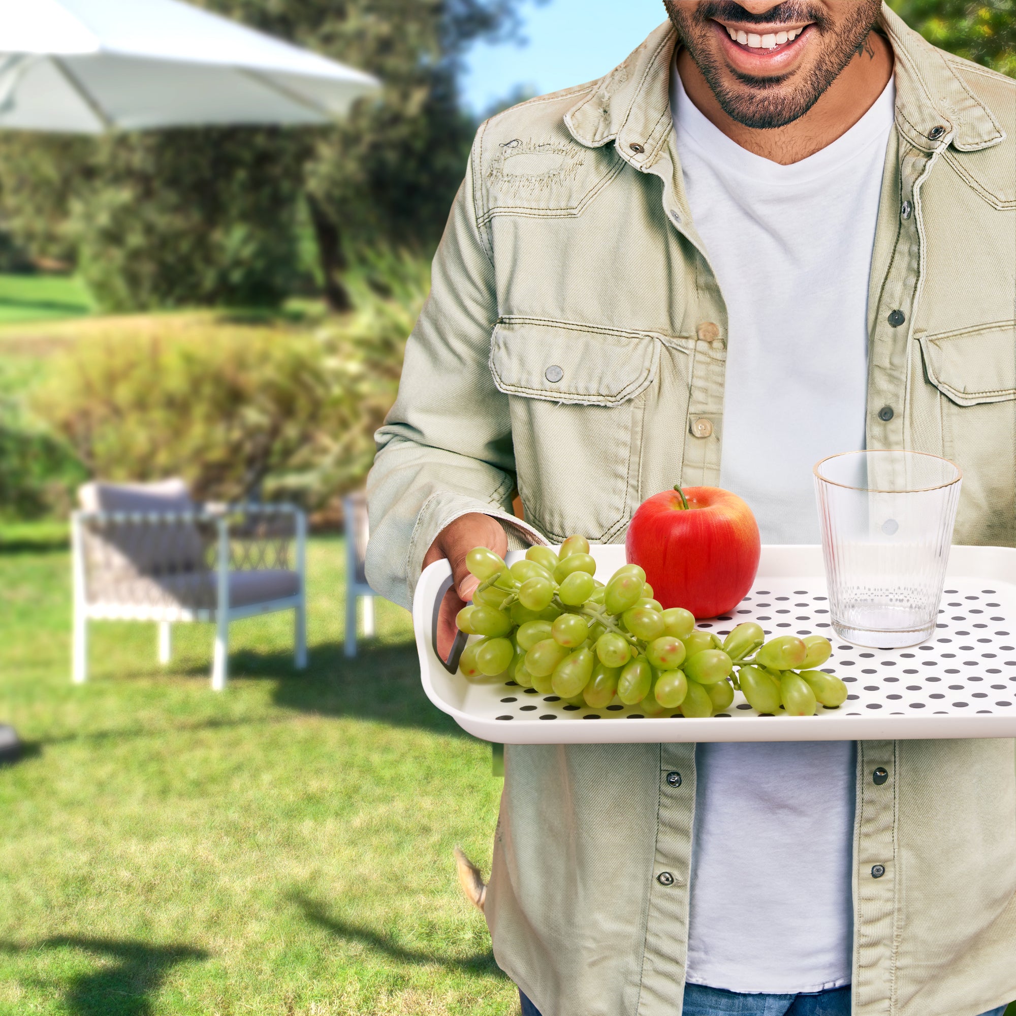 Essen 3-Pack Serving Tray Set – Non-Slip Lap Boards with Grip Handles, Ideal for Food Prep, Tea, Breakfast in Bed – Plastic Tray for Stable Dining – Dishwasher Safe