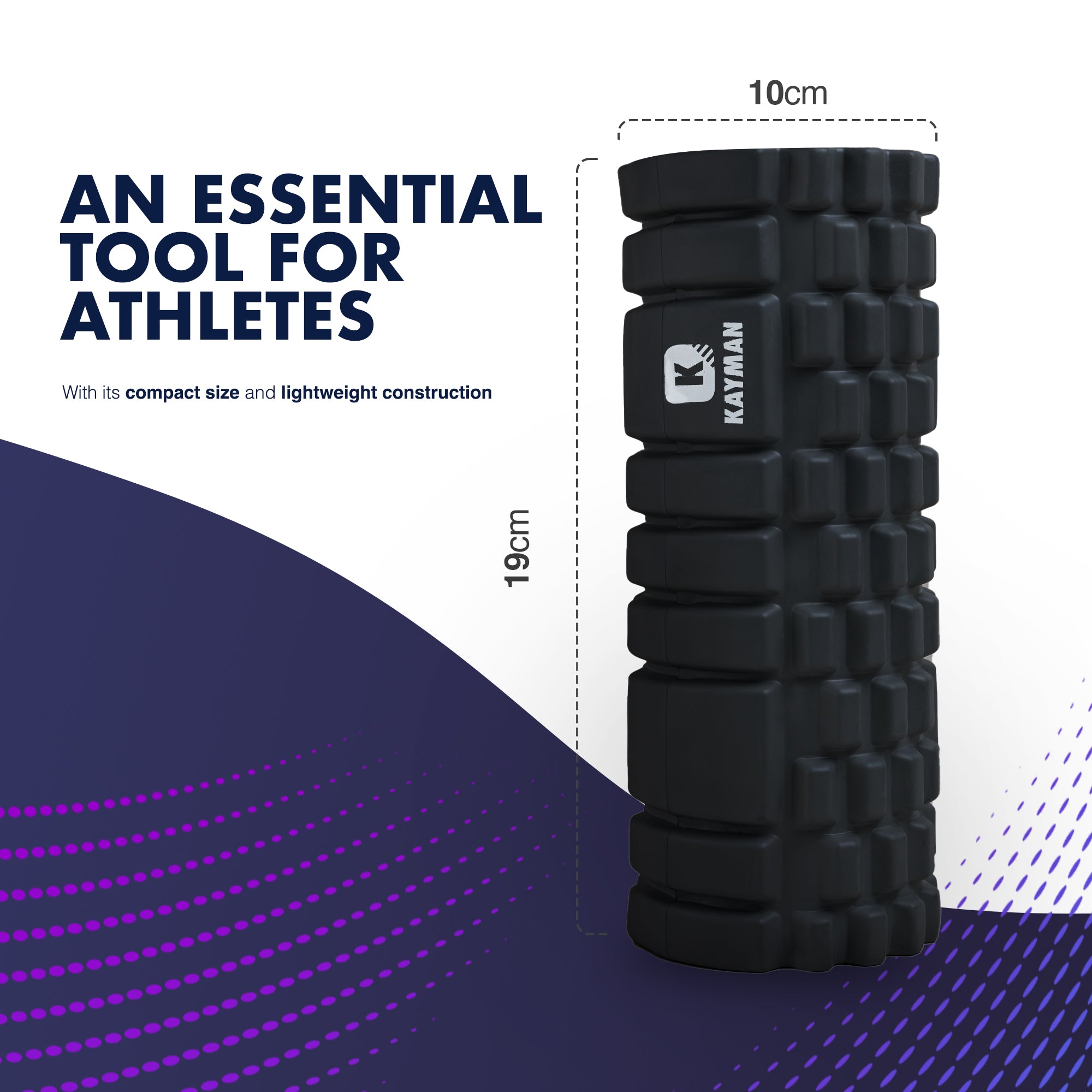 Kayman Massage Roller: High-Density Foam Deep Tissue Relief & Sports Recovery Tool for Back Pain, Balance, and Blood Flow Stimulation