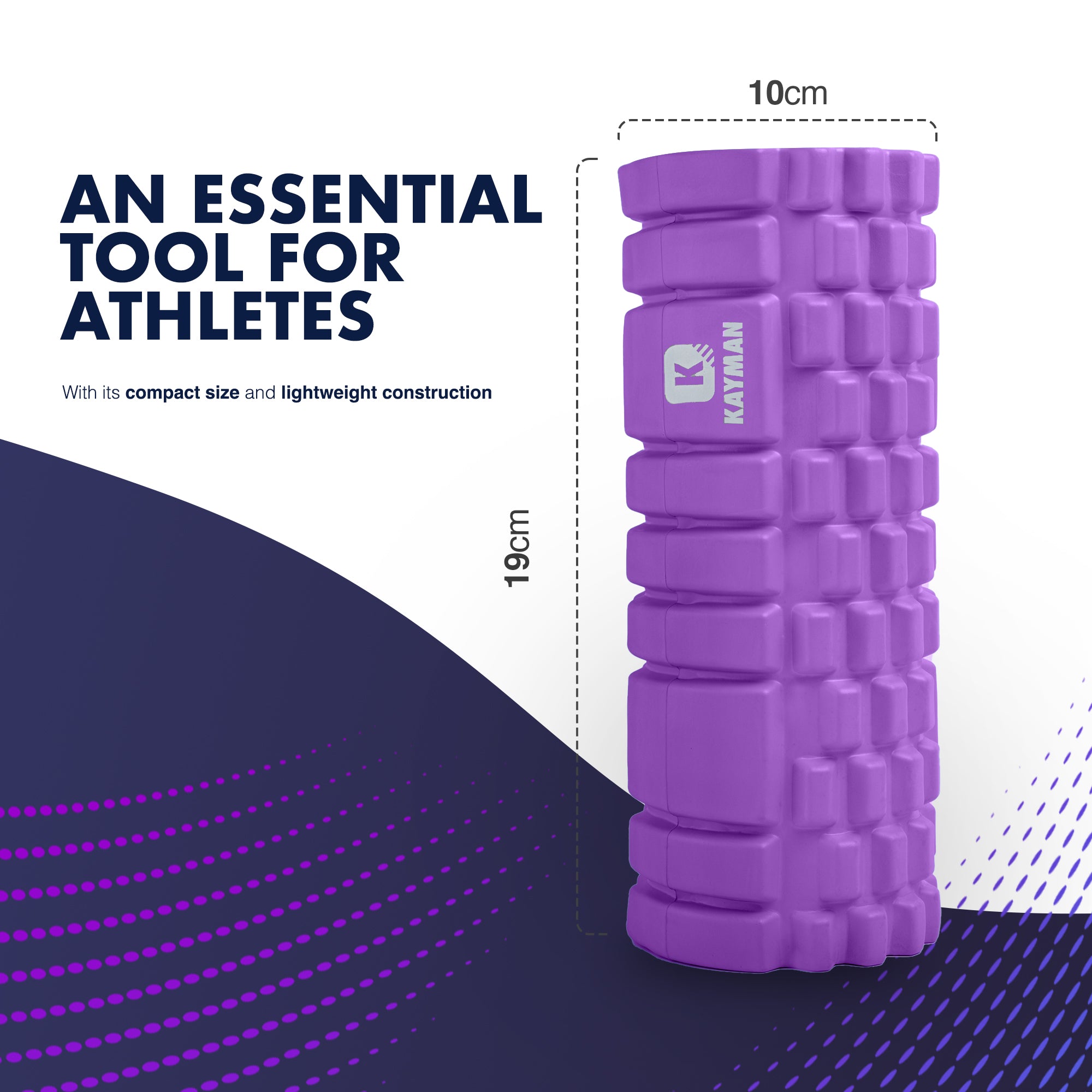 Kayman Massage Roller: High-Density Foam Deep Tissue Relief & Sports Recovery Tool for Back Pain, Balance, and Blood Flow Stimulation