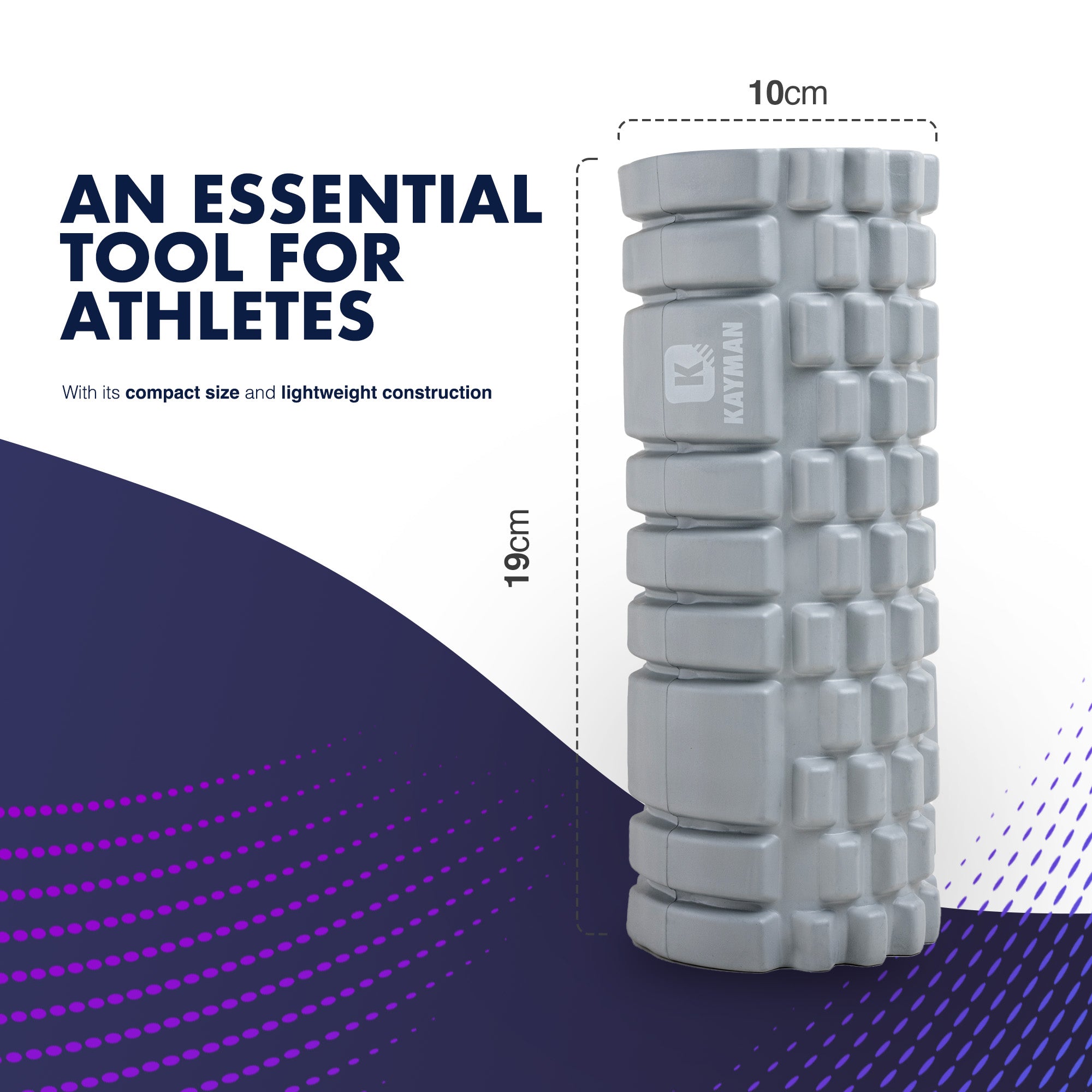 Kayman Massage Roller: High-Density Foam Deep Tissue Relief & Sports Recovery Tool for Back Pain, Balance, and Blood Flow Stimulation