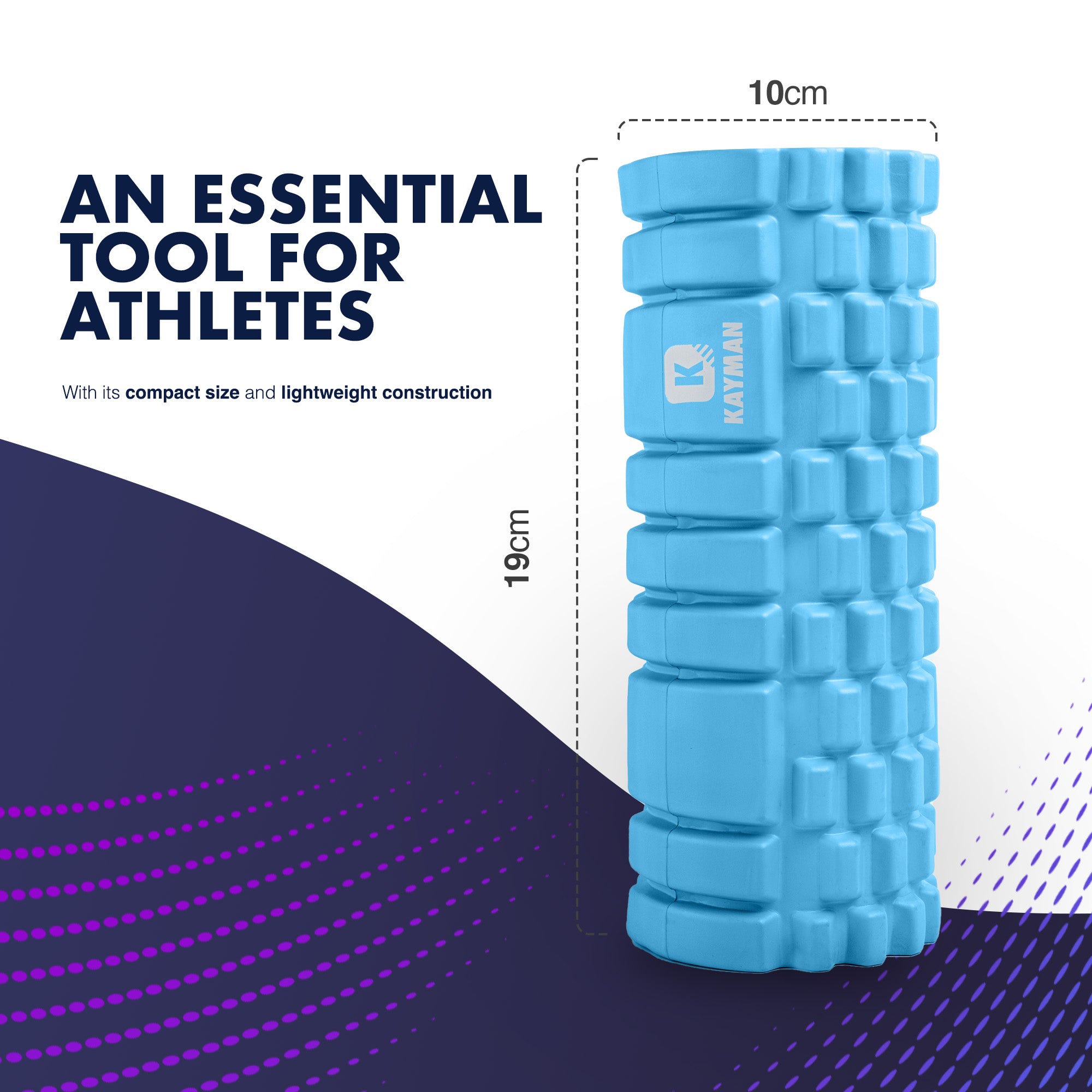 Kayman Massage Roller: High-Density Foam Deep Tissue Relief & Sports Recovery Tool for Back Pain, Balance, and Blood Flow Stimulation