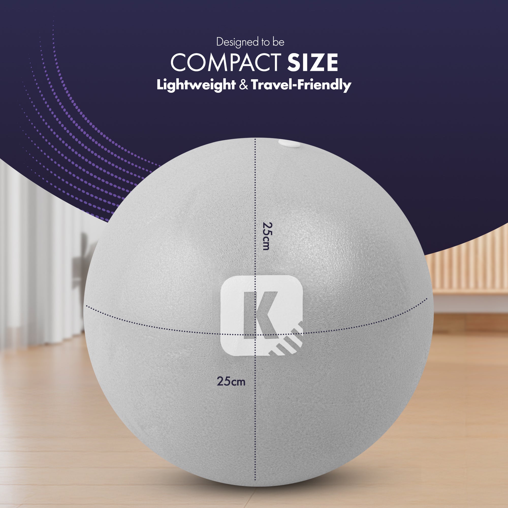 KAYMAN Pilates Ball 25cm - Anti-Burst Yoga Ball for Core Strength, Fitness, Balance, and Physical Therapy - Lightweight & Portable Exercise Ball for Home, Gym, or Travel