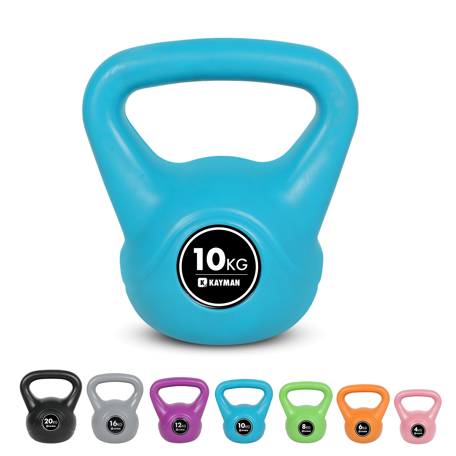 Kayman Kettlebell 4KG, 6KG, 8KG, 12KG, 16KG, 20KG - Ergonomic Handle & Flat Bottom for Stability - Home Gym Weight for Strength Training & Cardio - Versatile Range for Fitness Workouts