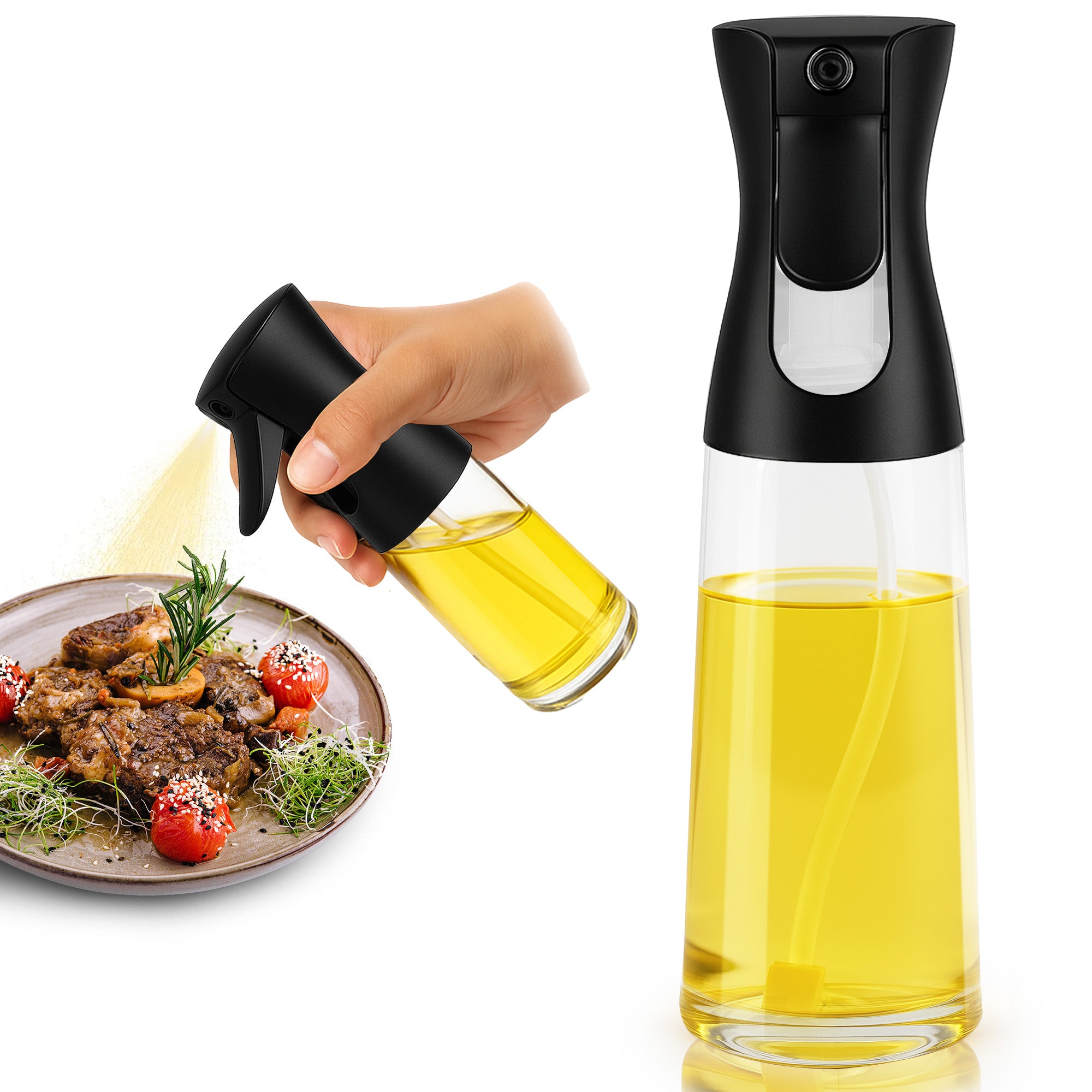 KEPLIN - 220ml Oil Sprayer Bottle - BPA-Free Refillable Olive Oil Mister for Air Fryer, Cooking, Baking & Grilling - Fine Mist Spray - Leak-Proof, Eco-Friendly & Dishwasher Safe