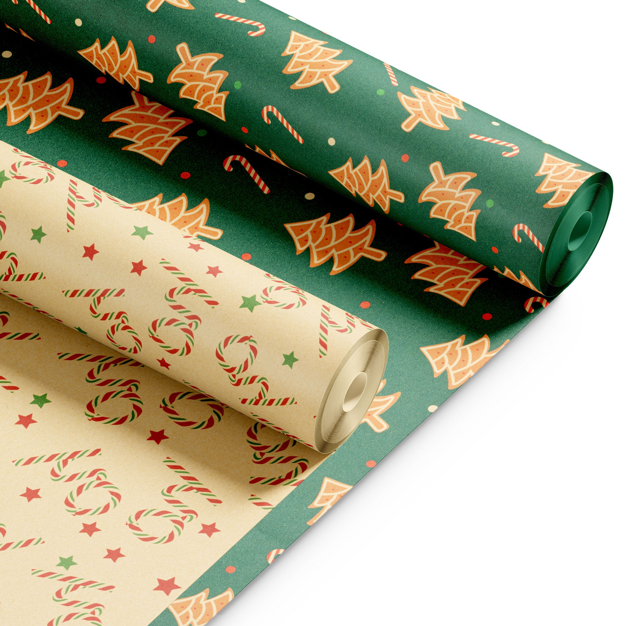 Kraft & Co 2 Pack Christmas Wrapping Paper Roll - Festive Designed Recyclable Kraft Paper, Perfect for Holiday Gifts, Arts & Crafts-Wrapping for a Merry Christmas (44.5cm x 25m)