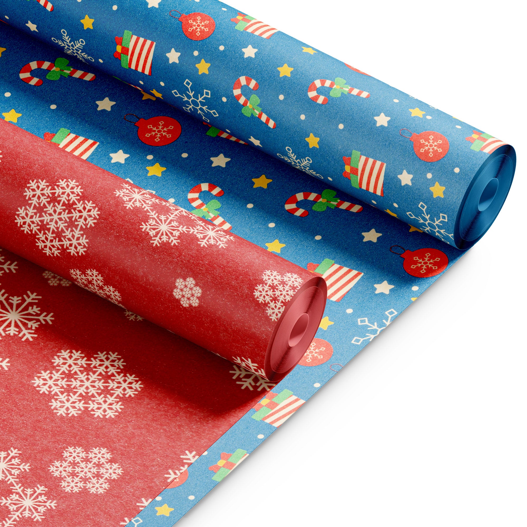 Kraft & Co 2 Pack Christmas Wrapping Paper Roll - Festive Designed Recyclable Kraft Paper, Perfect for Holiday Gifts, Arts & Crafts-Wrapping for a Merry Christmas (44.5cm x 25m)
