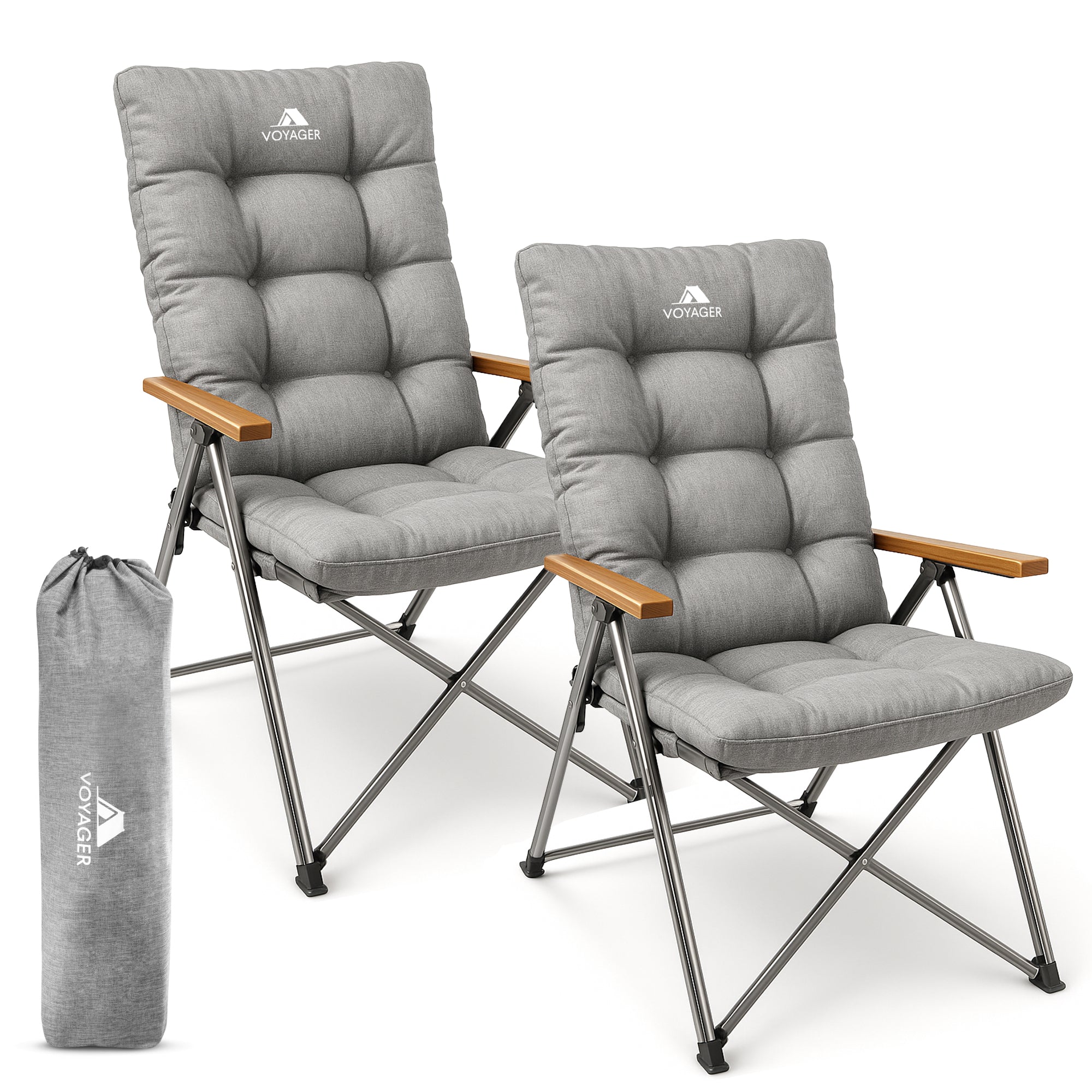 Voyager Luxury Camping Chair – 150kg Load Capacity, Portable &Comfortable –Stable Folding Chair with Innovative Design, Easy Setup & Storage –Durable, for Outdoor & Travel