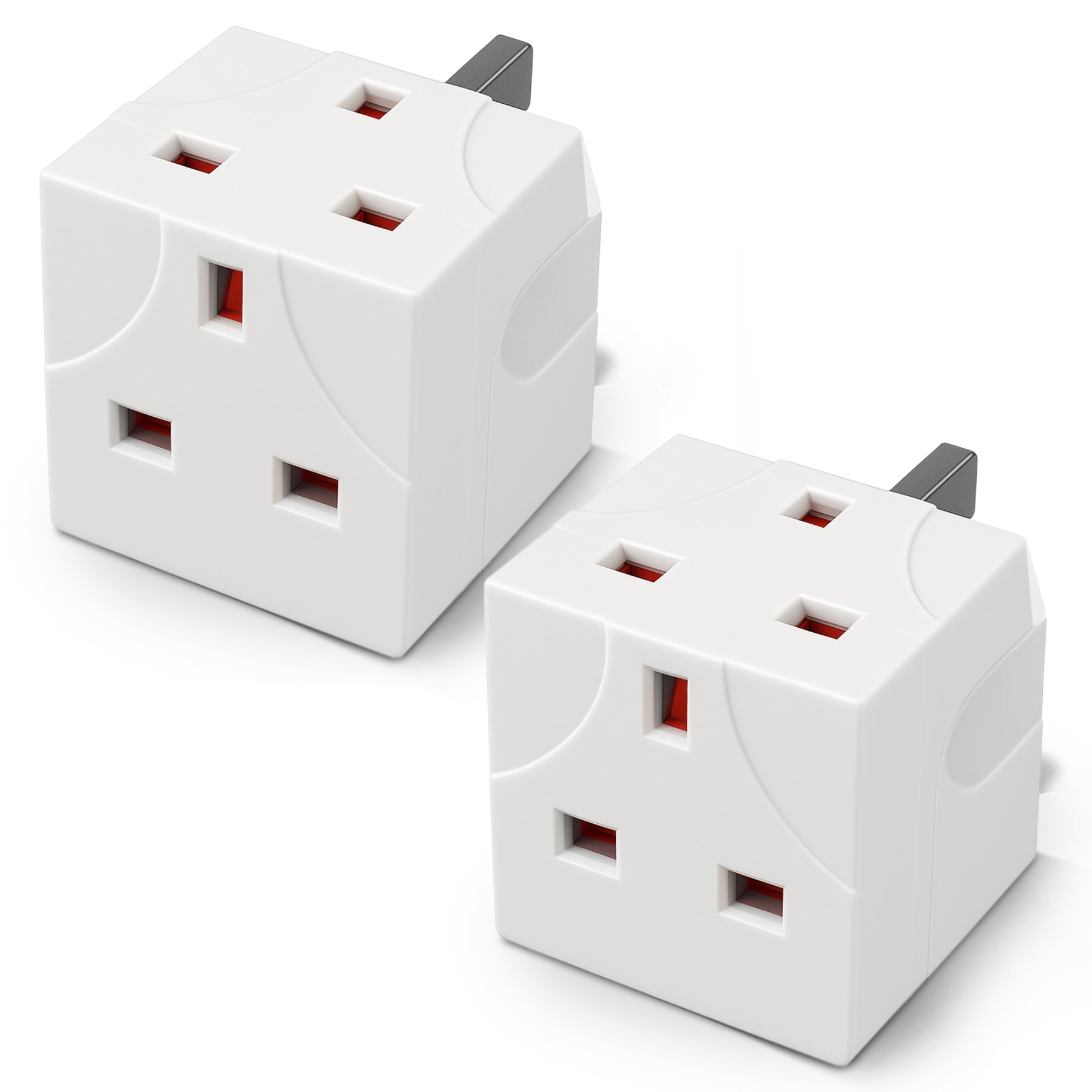 Desiretech 2 Way Adaptor – UK Double Plug Adapter with 13A Fuse – Compact Multi Plug Socket for Home & Office – Dual Extension Plug for Appliances, TV, PC, Kitchen & Lighting – White