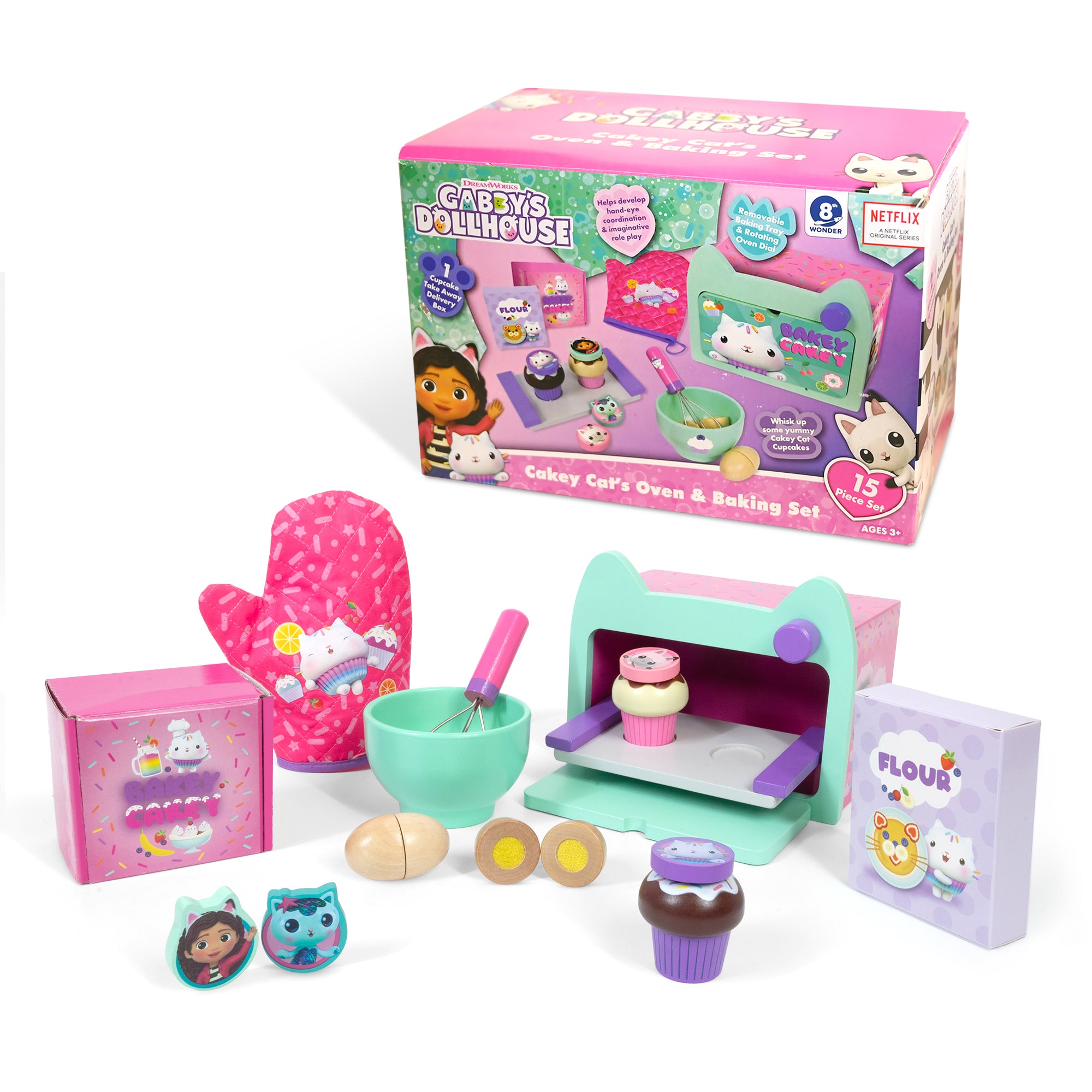 Gabby’s Dollhouse Baking Playset – Kids' Pretend Bake & Play Kit with Mixing Bowl, Whisk, Flour, Eggs & Oven – Fun & Role Play Toy for Toddlers & Children