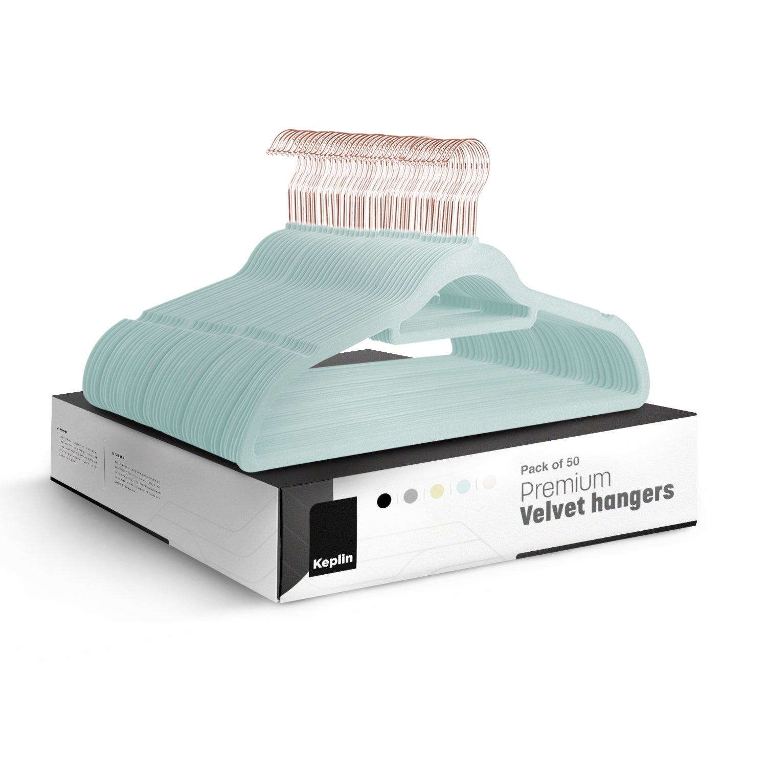 KEPLIN Velvet Hangers 50 Pack - Non-Slip Clothes Hangers with Tie Bar & 360° Hook - Durable & Sturdy, Space-Saving Wardrobe Organisers for Suits, Jackets & Clothes- Home Storage Solution