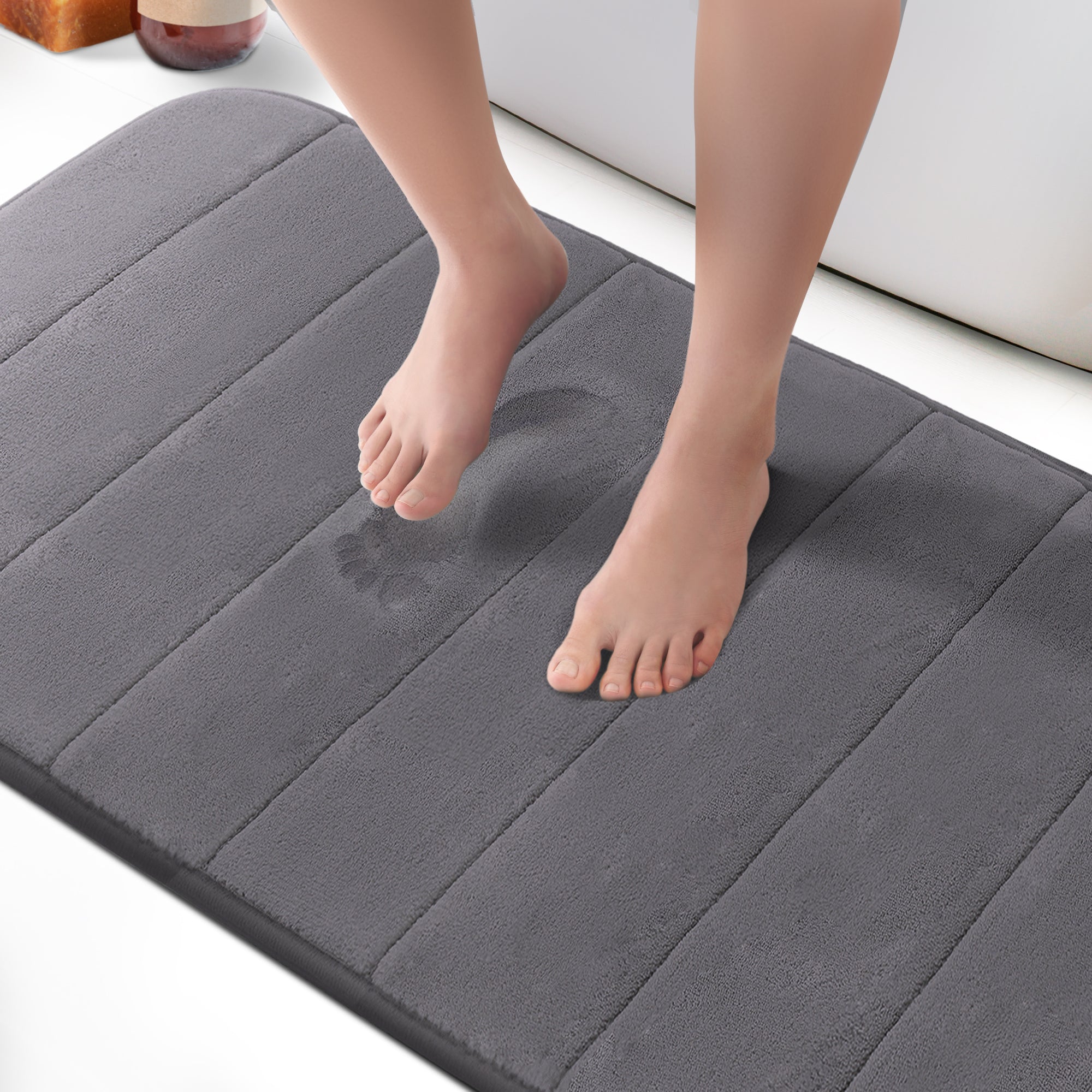KEPLIN Ultra-Soft Memory Foam Bath Mat - Highly Absorbent, Non-Slip, Machine Washable Luxury for Bathroom Floors- 60x 90cm