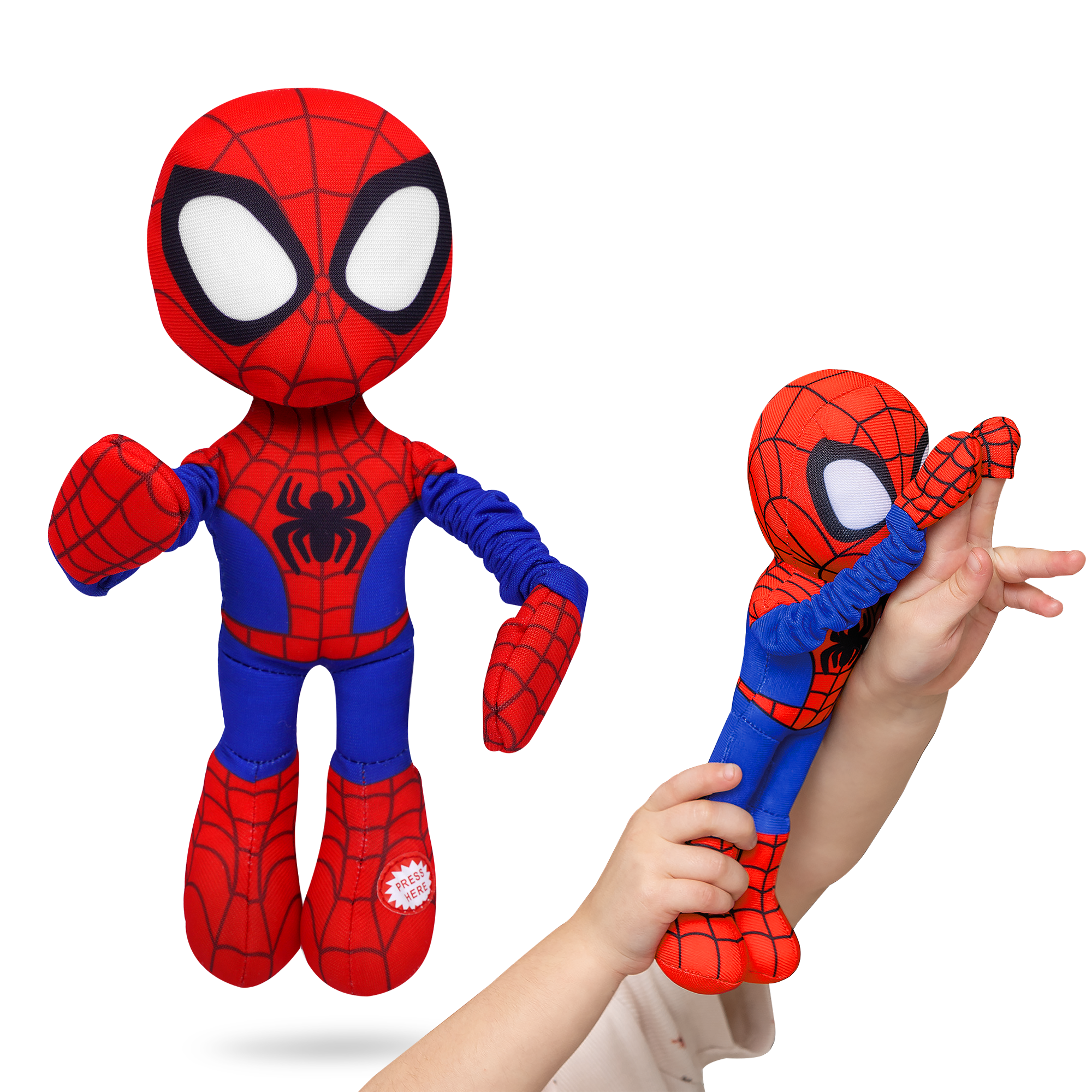 Marvel Spidey and His Amazing Friends – Slingshot Plush Spider-Man, Slingshot Ghost & Slingshot Spin Toy with Sound– Stretchable Arms for Launch Action – Soft & Durable Superhero Plush for Kids Toys for Boys & Girls