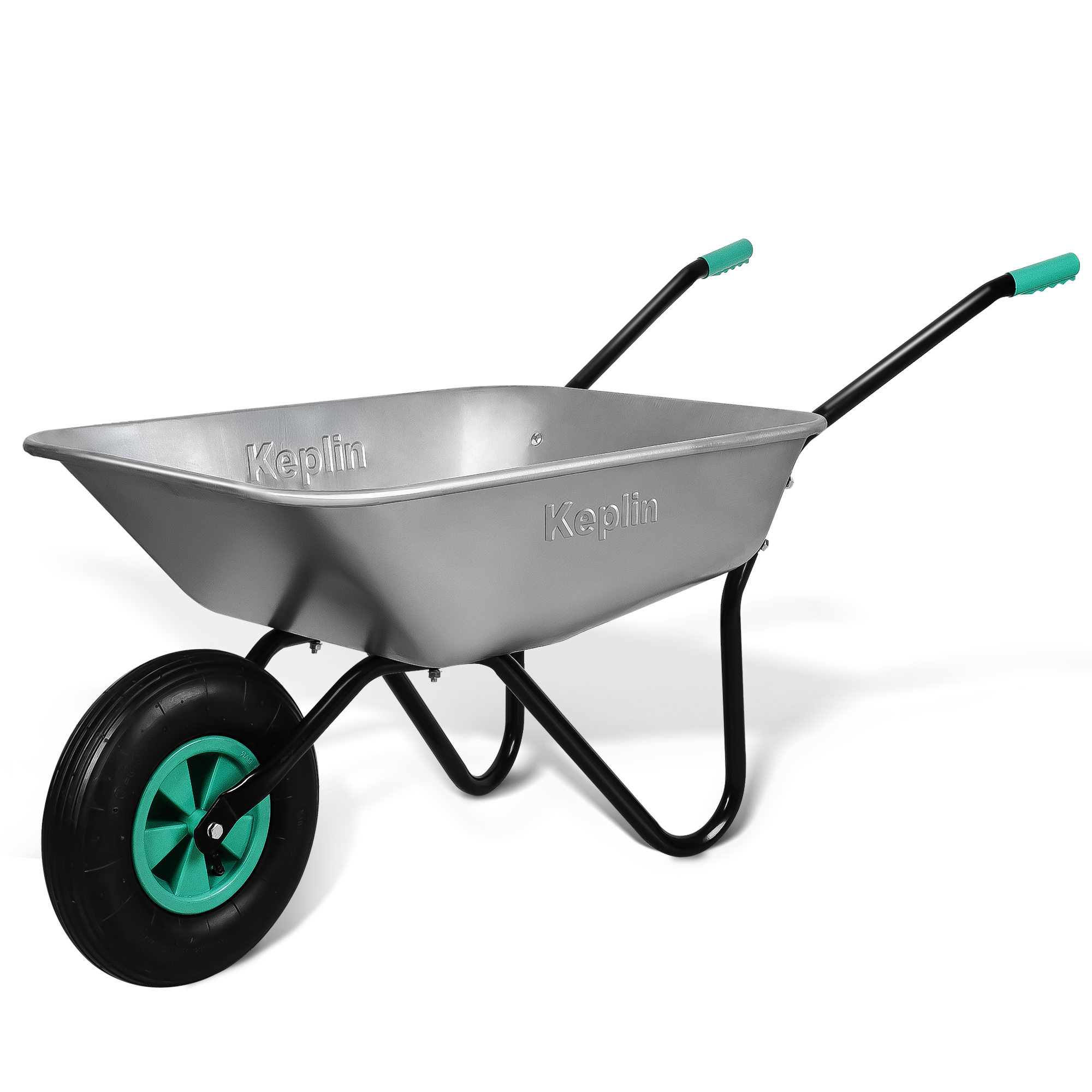 Keplin Heavy Duty Wheelbarrow - 200kg Load, Galvanized Steel Garden Large Wheel Barrow, 1 Pneumatic Tyre, Durable & Easy to Use for Gardening, Landscaping, DIY, Outdoor Tasks & Rough Terrain
