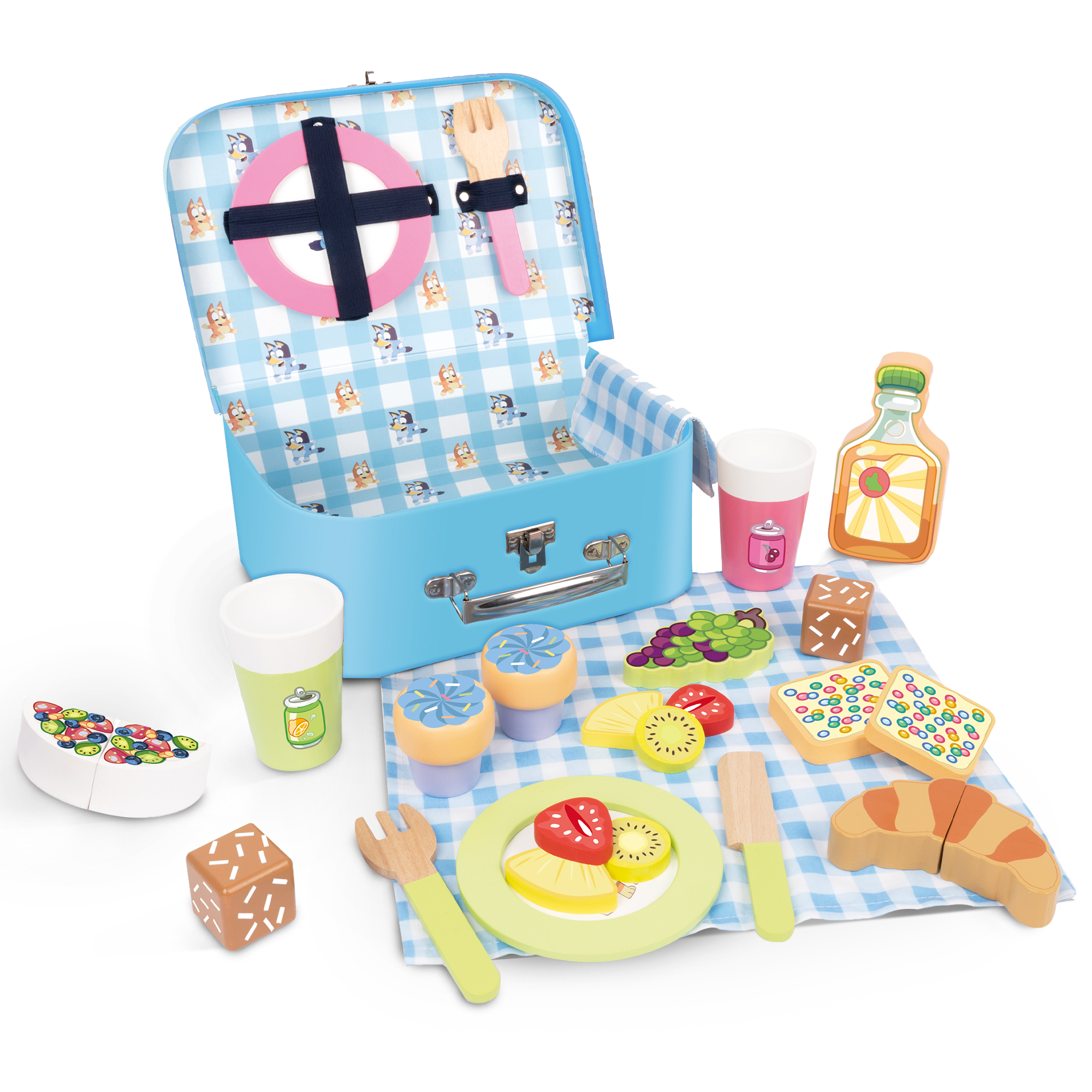 Bluey β Picnic Basket Set β 30-Piece Wooden Roleplay Toy for Kids with Carry Case, Cutlery & Pretend Food β Made from FSC-Certified Materials β Creative & Engaging Play Kit for Ages 3 and Up