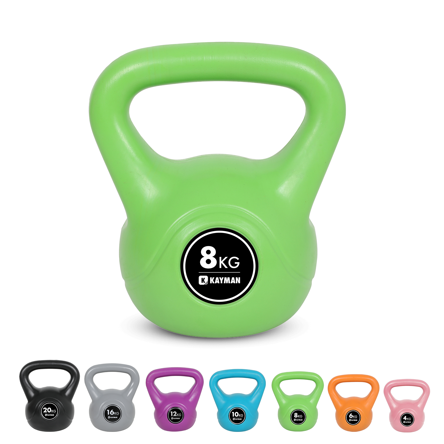 Kayman Kettlebell 4KG, 6KG, 8KG, 12KG, 16KG, 20KG - Ergonomic Handle & Flat Bottom for Stability - Home Gym Weight for Strength Training & Cardio - Versatile Range for Fitness Workouts