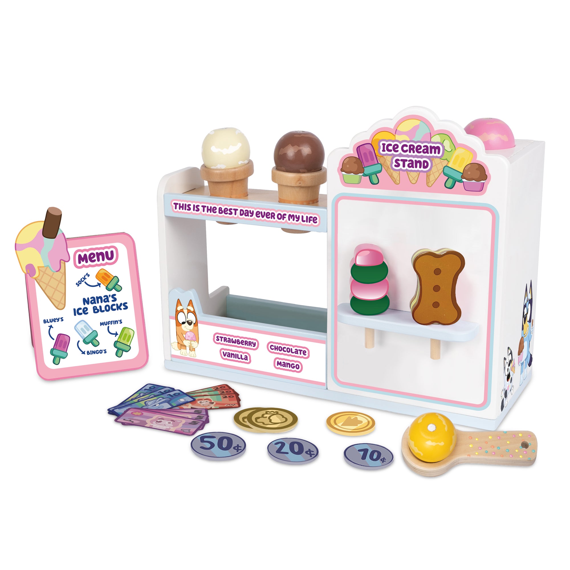 Bluey Ice Cream Playset – Kids' Toy Ice Cream Shop with Cones, Tubs, Lollies, Sprinkles & Payment Accessories – Fun Pretend Play Set for Toddlers & Children Toys for Boys & Girls