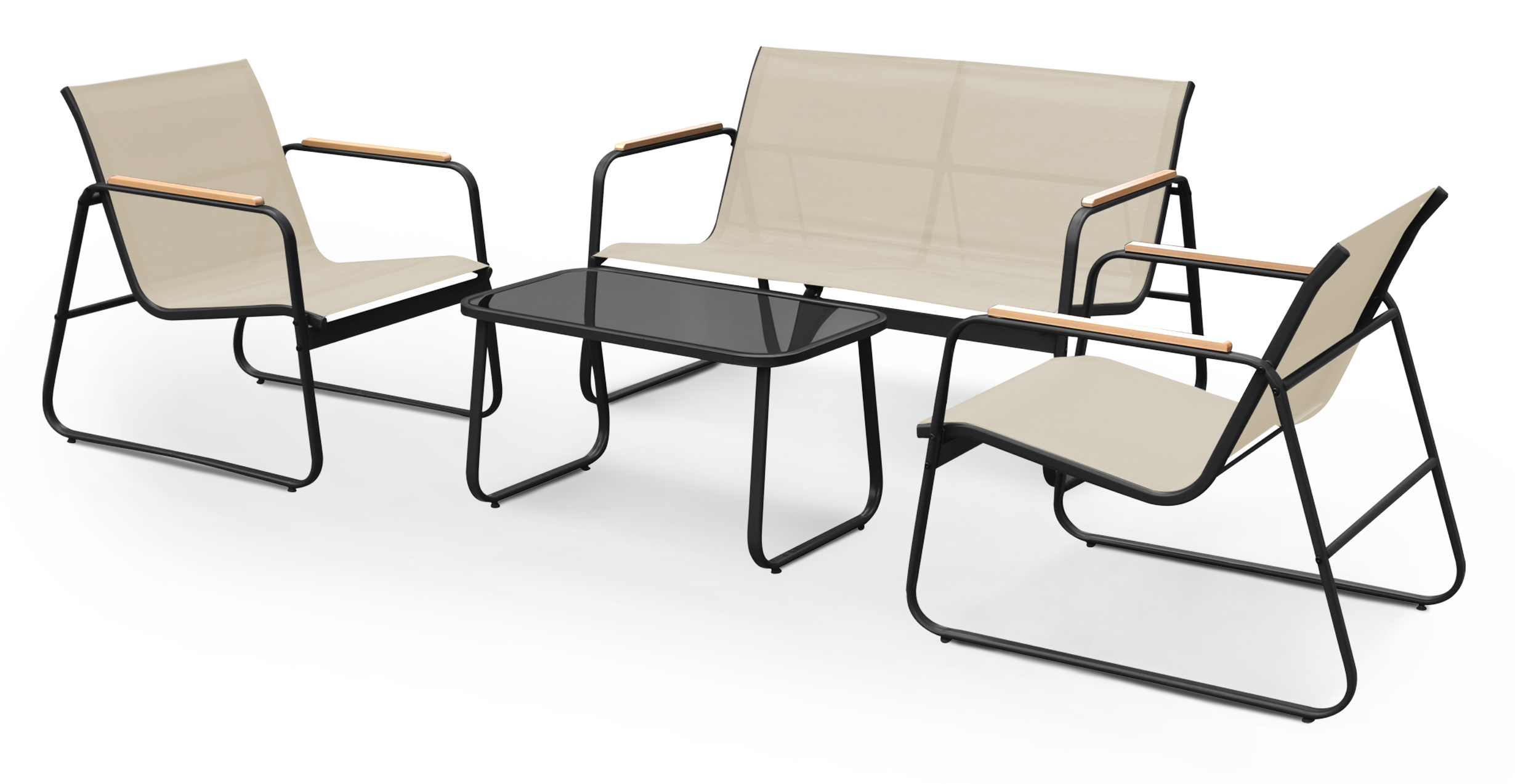 KEPLIN 4PC Conversation Set - Mesh Garden Furniture Set – Modern Outdoor Patio Seating – Easy Assembly – Comfortable & Durable – Stylish Design – Ideal for Gardens, Balconies, Poolside