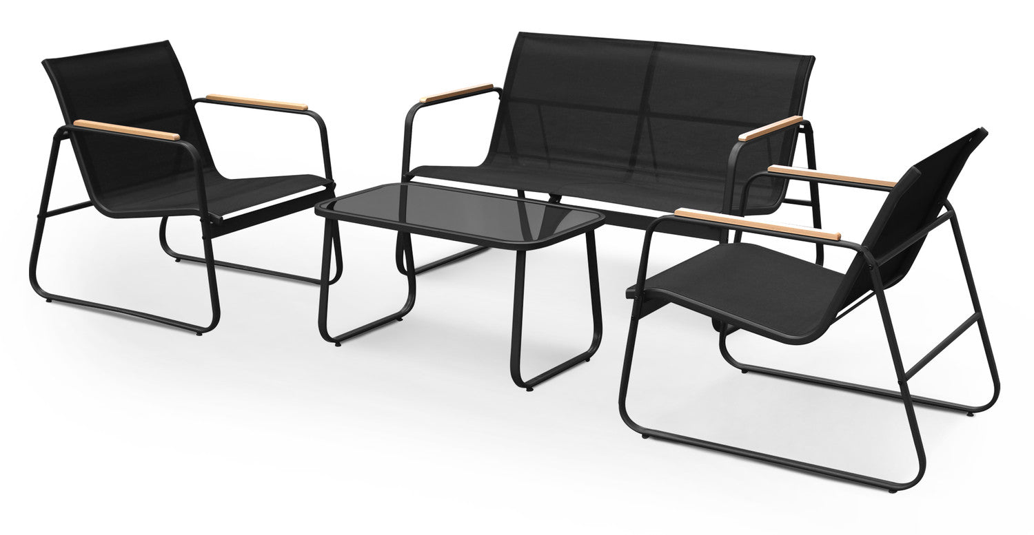 KEPLIN 4PC Conversation Set - Mesh Garden Furniture Set – Modern Outdoor Patio Seating – Easy Assembly – Comfortable & Durable – Stylish Design – Ideal for Gardens, Balconies, Poolside