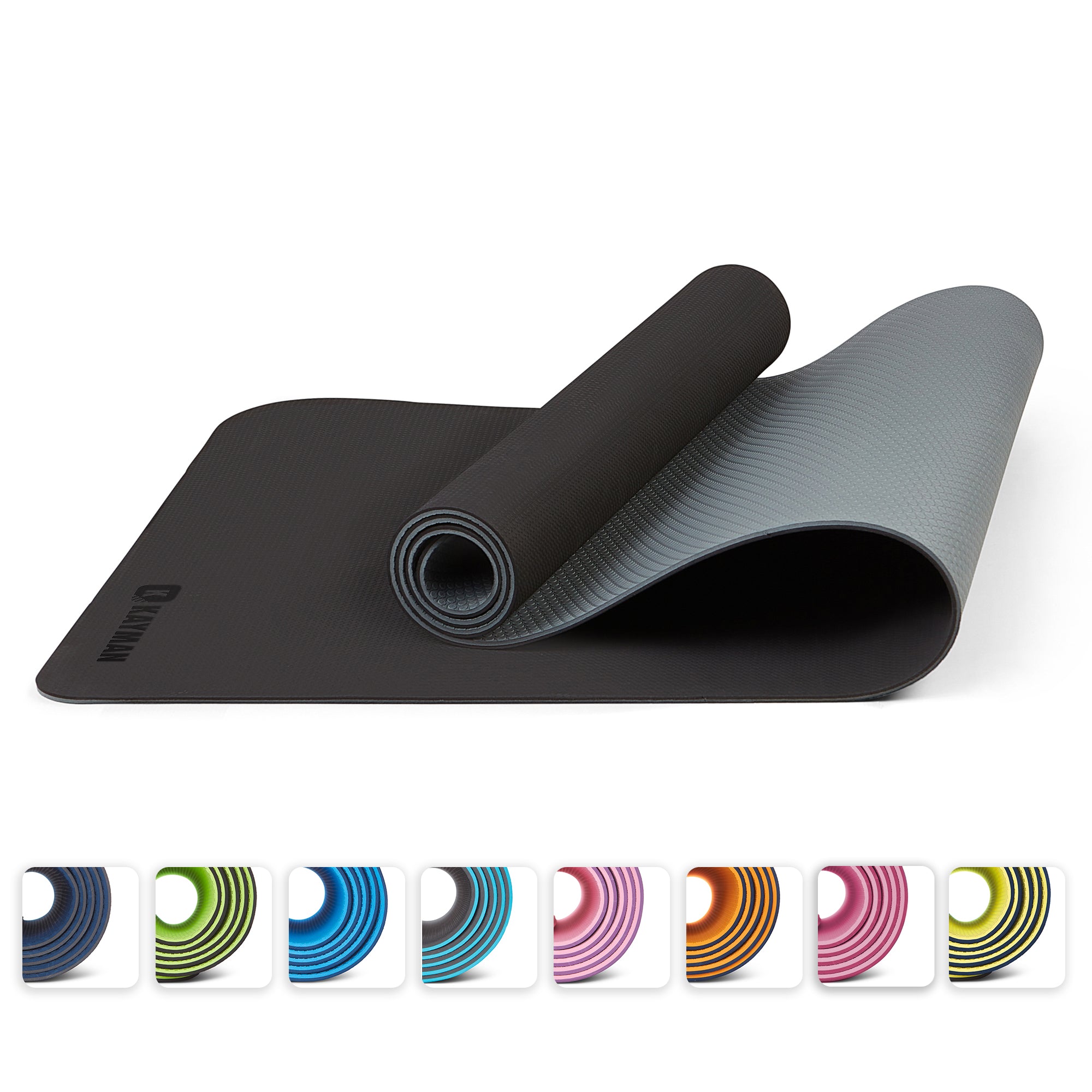 KAYMAN Yoga & Exercise Mat with Carry Strap, Large Non-Slip Comfortable Training & Workout Floor Mat for Home or Outdoor, Gym, Pilates, Gymnastics, HiiT, Stretching & Meditation