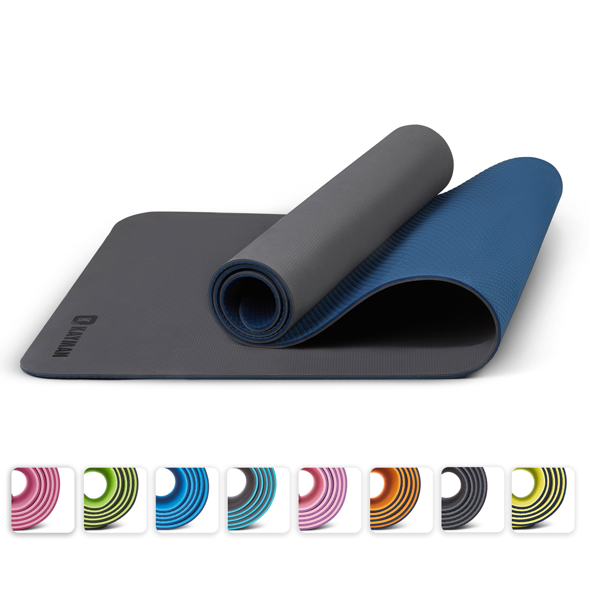 KAYMAN Yoga & Exercise Mat with Carry Strap, Large Non-Slip Comfortable Training & Workout Floor Mat for Home or Outdoor, Gym, Pilates, Gymnastics, HiiT, Stretching & Meditation