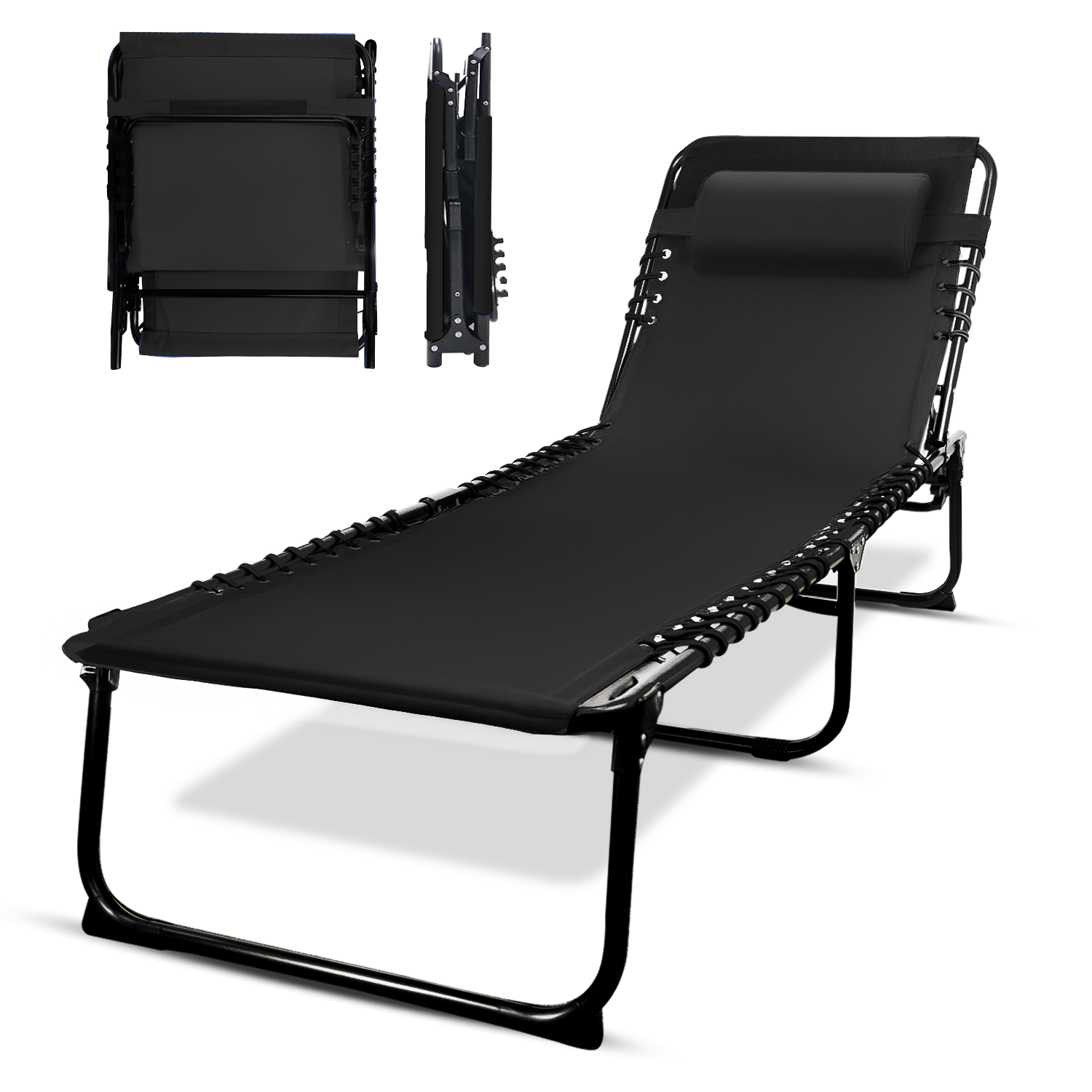 KEPLIN Foldable Recliner Sun Lounger - 600D Oxford Fabric - Adjustable Back and Leg Rests - Lightweight and Portable - Compact Space-Saving Design - Durable Outdoor Use - 190 x 65 x 30 cm