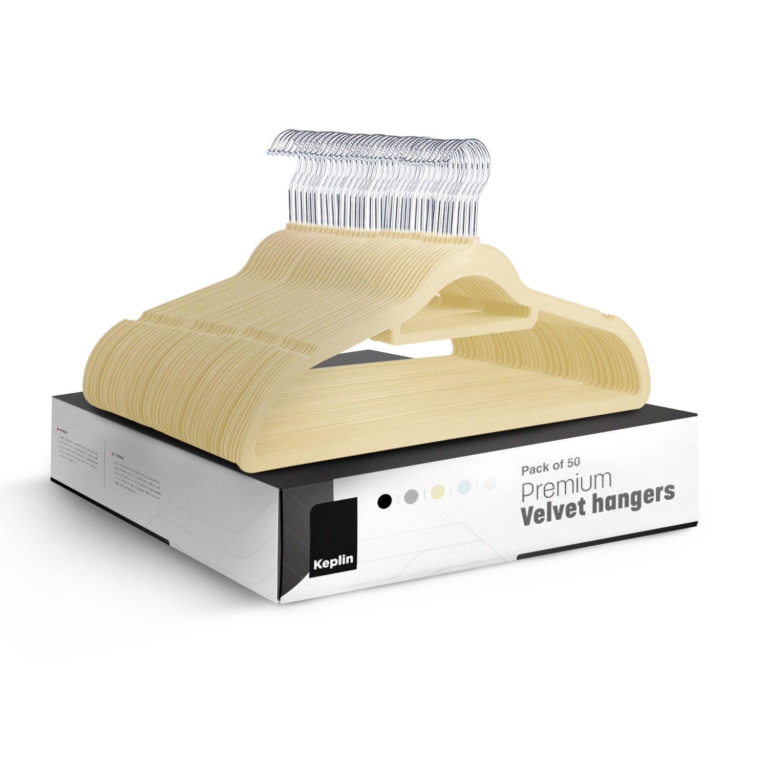 KEPLIN Velvet Hangers 50 Pack - Non-Slip Clothes Hangers with Tie Bar & 360° Hook - Durable & Sturdy, Space-Saving Wardrobe Organisers for Suits, Jackets & Clothes- Home Storage Solution