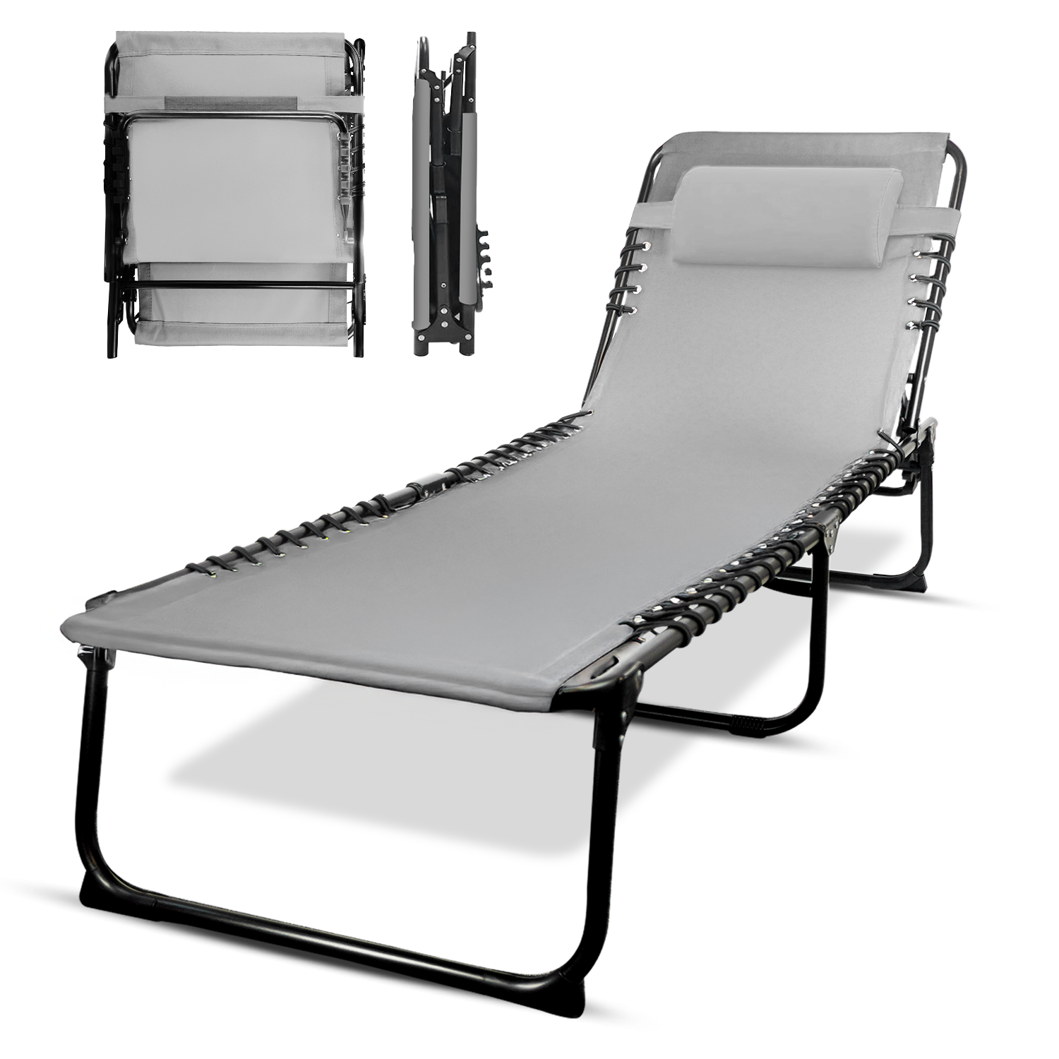 KEPLIN Foldable Recliner Sun Lounger - 600D Oxford Fabric - Adjustable Back and Leg Rests - Lightweight and Portable - Compact Space-Saving Design - Durable Outdoor Use - 190 x 65 x 30 cm