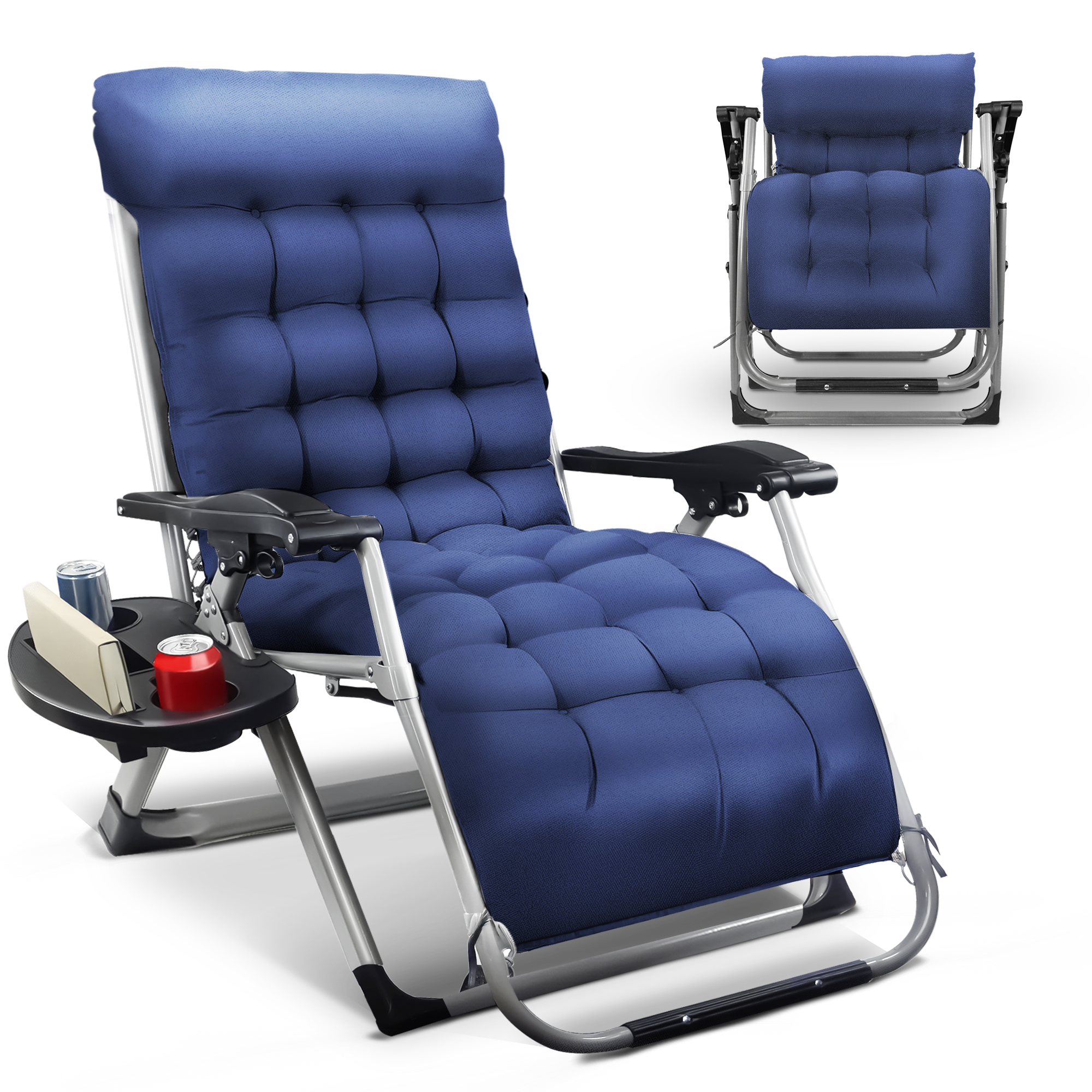 KEPLIN Square Tube Gravity Chair with Cushion – Extra-Wide 72cm Recliner, Adjustable Zero Gravity Lounger, Reinforced Frame, Supports 150kg, Premium Comfort for Indoor & Outdoor Relaxation