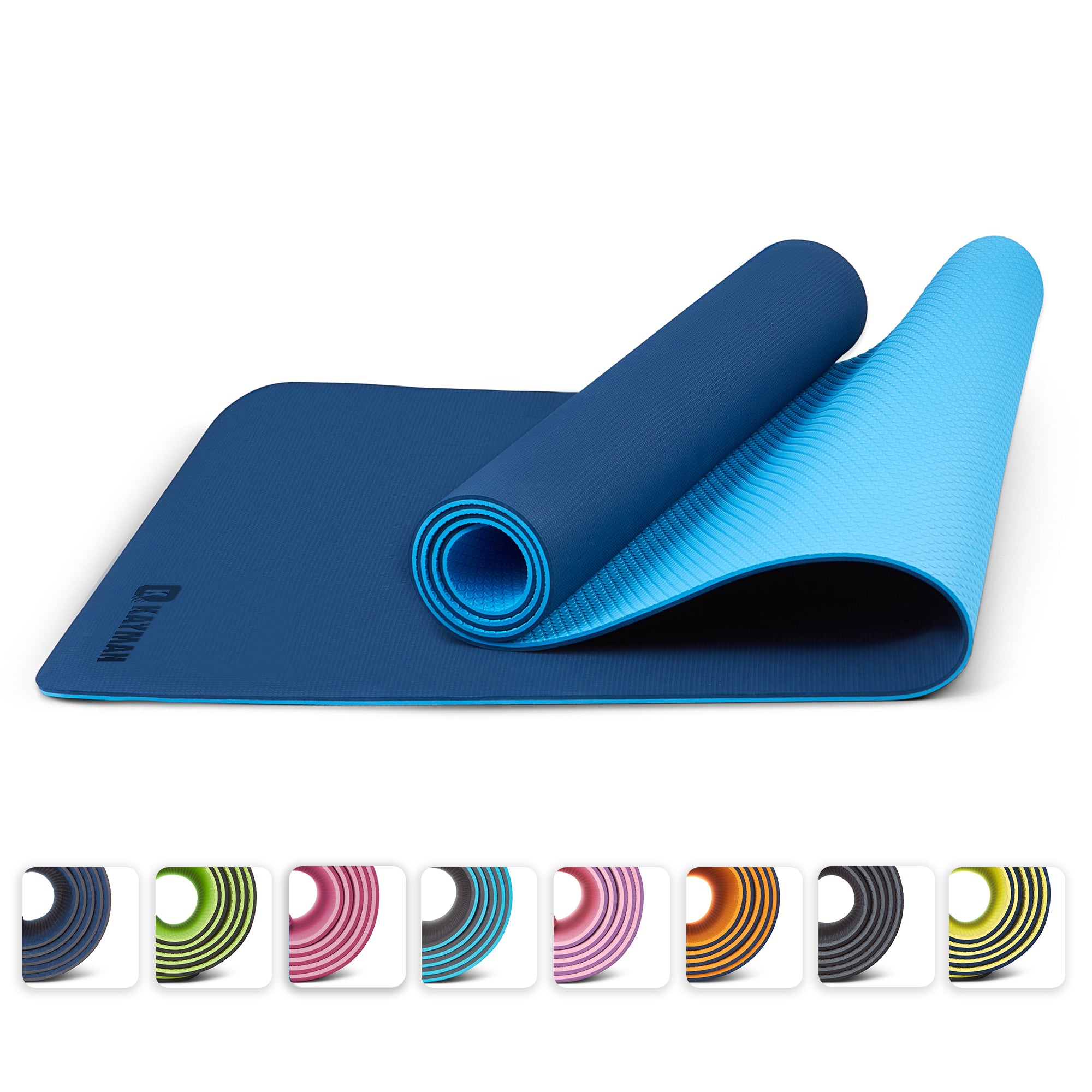 KAYMAN Yoga & Exercise Mat with Carry Strap, Large Non-Slip Comfortable Training & Workout Floor Mat for Home or Outdoor, Gym, Pilates, Gymnastics, HiiT, Stretching & Meditation